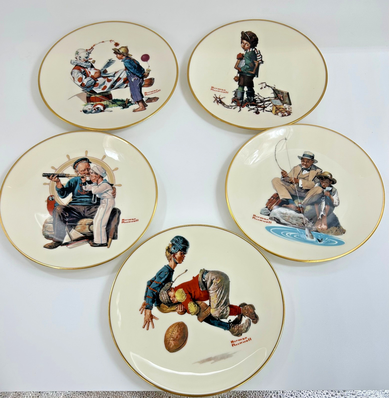 🔥🔥LOT  OF 5 VINTAGE 1984 NORMAN ROCKWELL DECORATIVE 8'' PLATES 🔥🔥