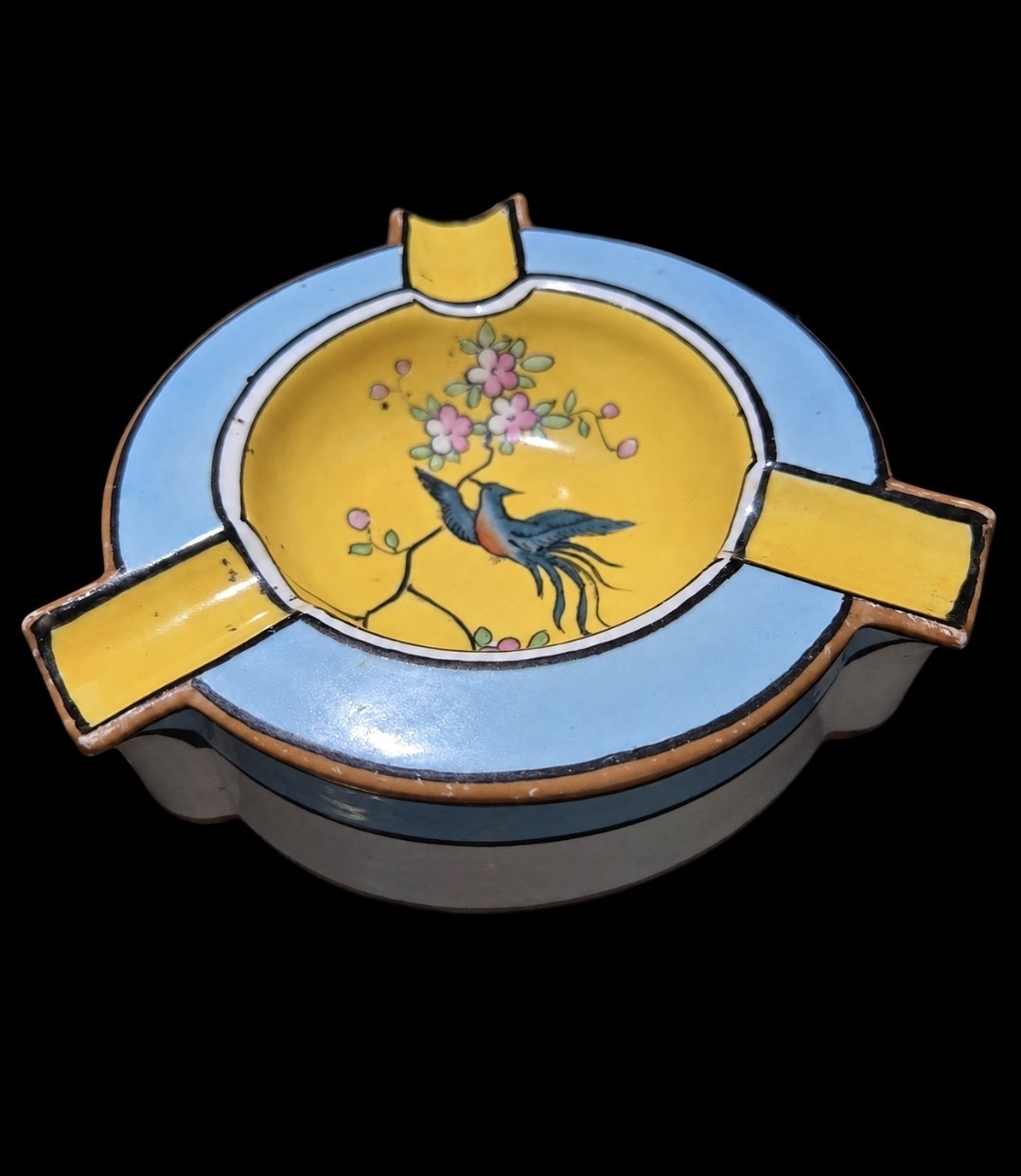 Antique Nippon Morimura Bros Hand Painted Phoenix Porcelain Ashtray 1891-1921