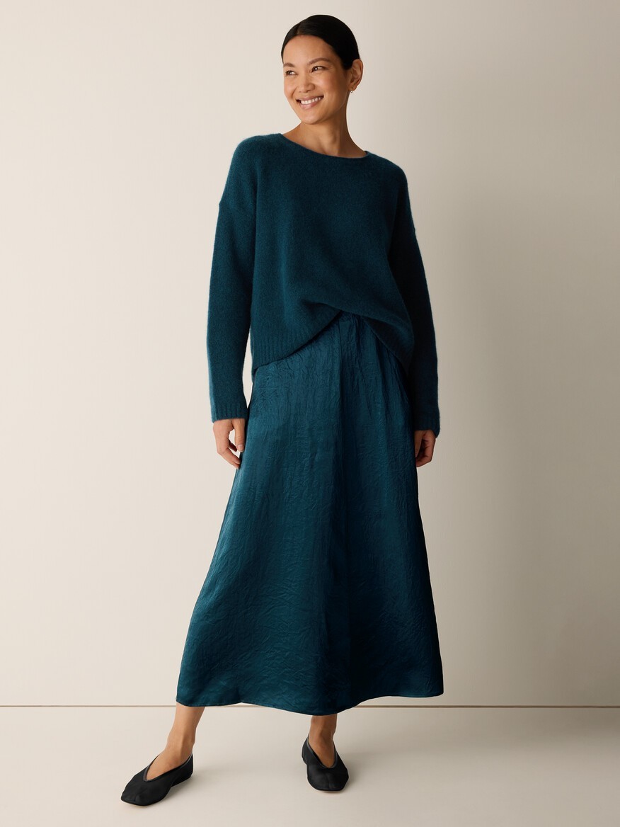 Eileen Fisher Women\'s Textured Satin Half-Circle Skirt - No Import Fees Eileen Fisher Women\'s Textured Satin Half-Circle Skirt - No Import Fees