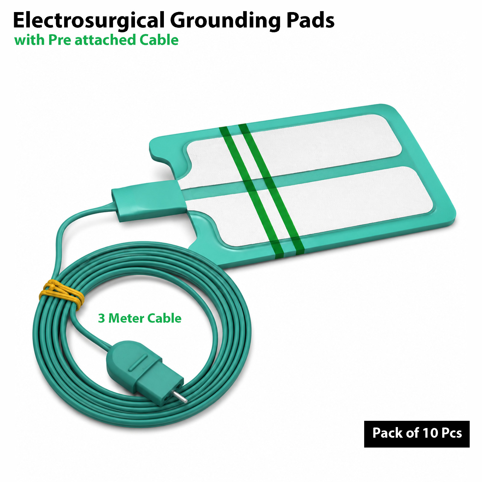 Electrosurgical Grounding Pads with Pre attached Cable ESU Pads (Pack 10-25 Pcs)