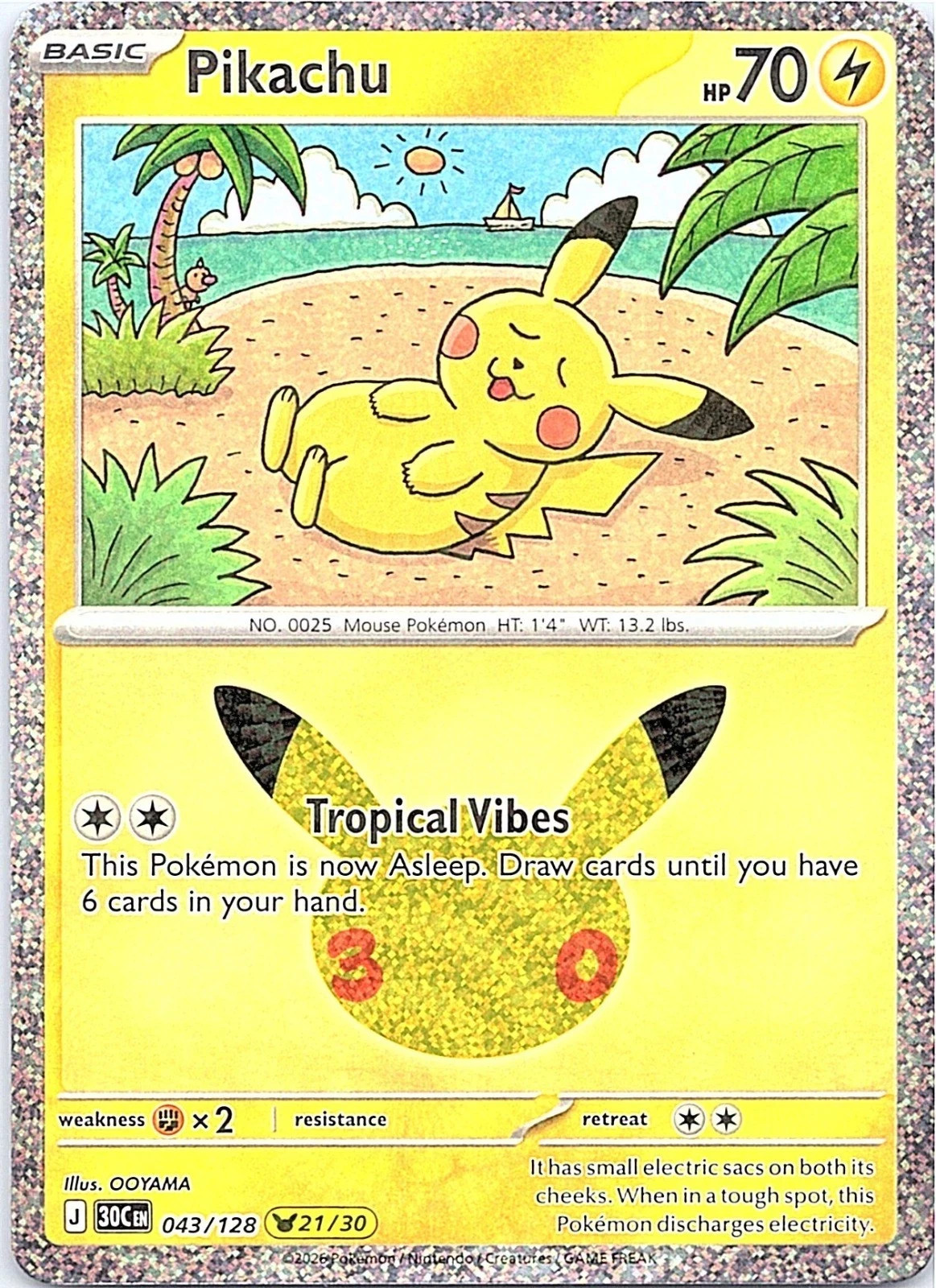 Pikachu Holo Pikachu Rare ME: 30th Celebration 043/128 NM