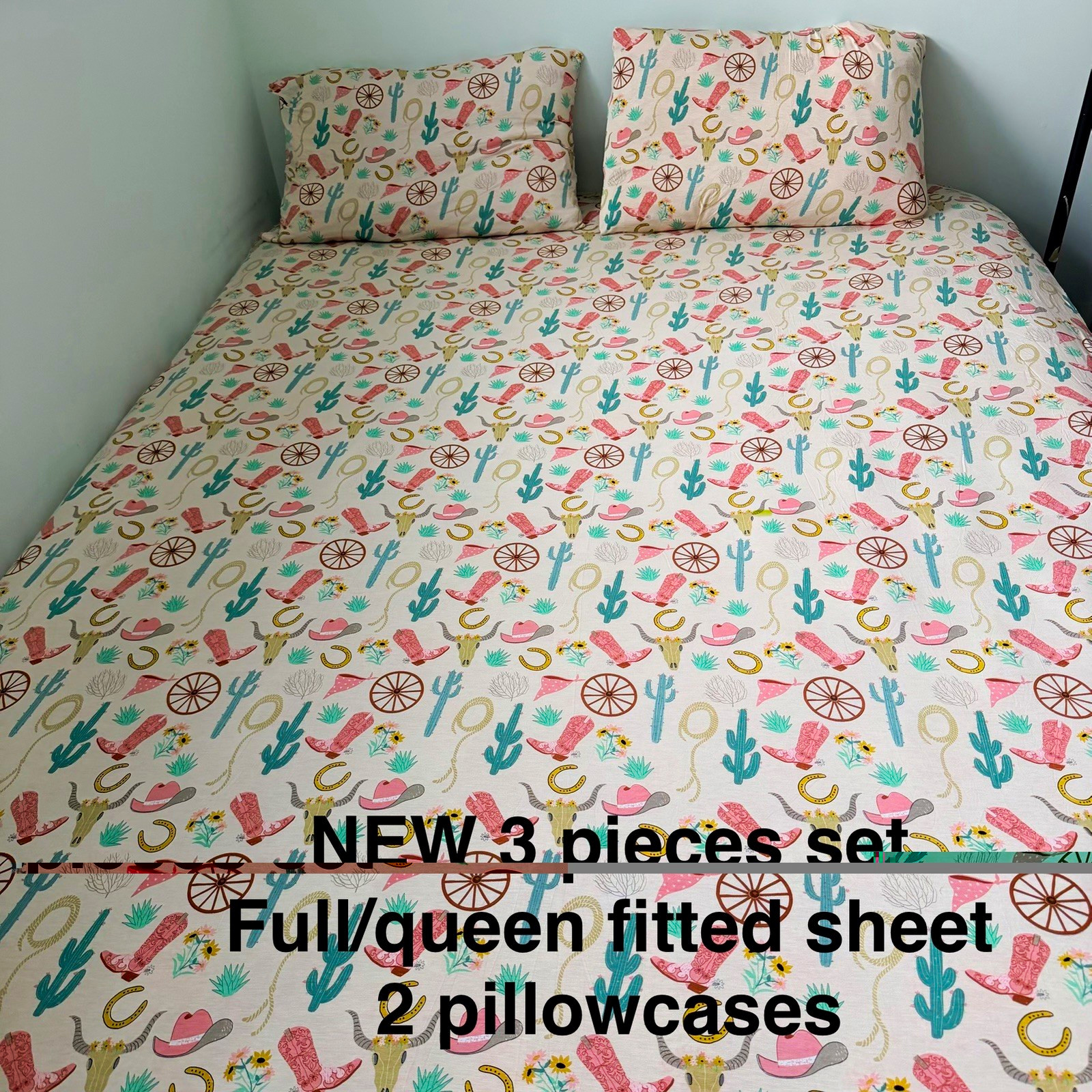 Little sleepies pink ready to rodeo Bamboo Custom Queen Bed fitted Sheet set Little sleepies pink ready to rodeo Bamboo Custom Queen Bed fitted Sheet set