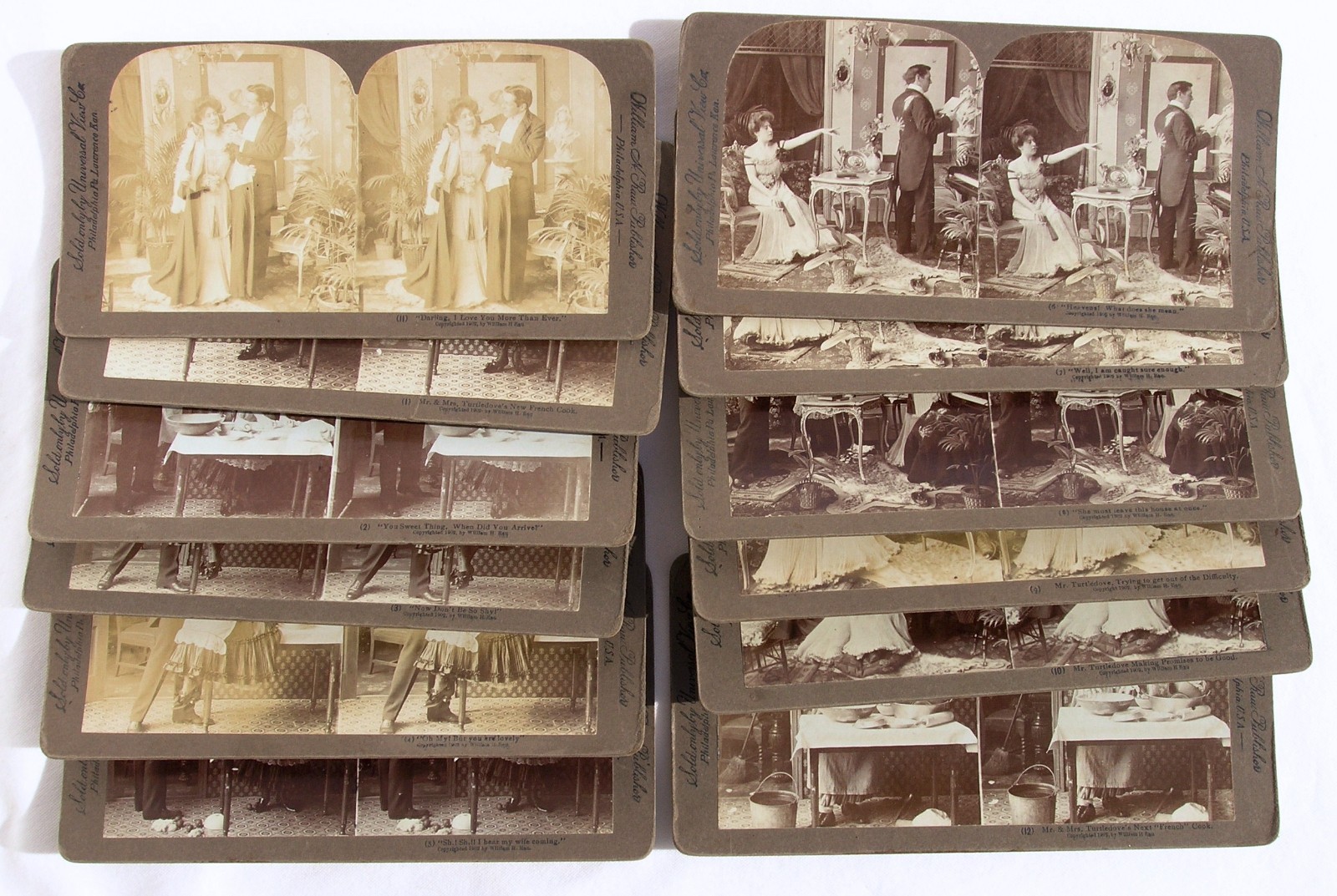 Antique Stereoview Cards Mr & Mrs Turtledove Humorous Risque French Maid Story Antique Stereoview Cards Mr & Mrs Turtledove Humorous Risque French Maid Story