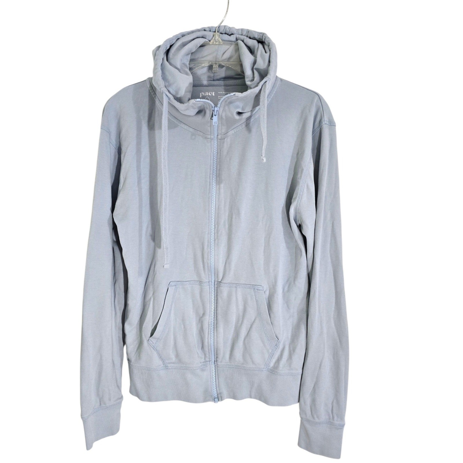 Pact Organic Cotton Full Zip Hoodie Unisex Large Light Blue Sustainable 4711