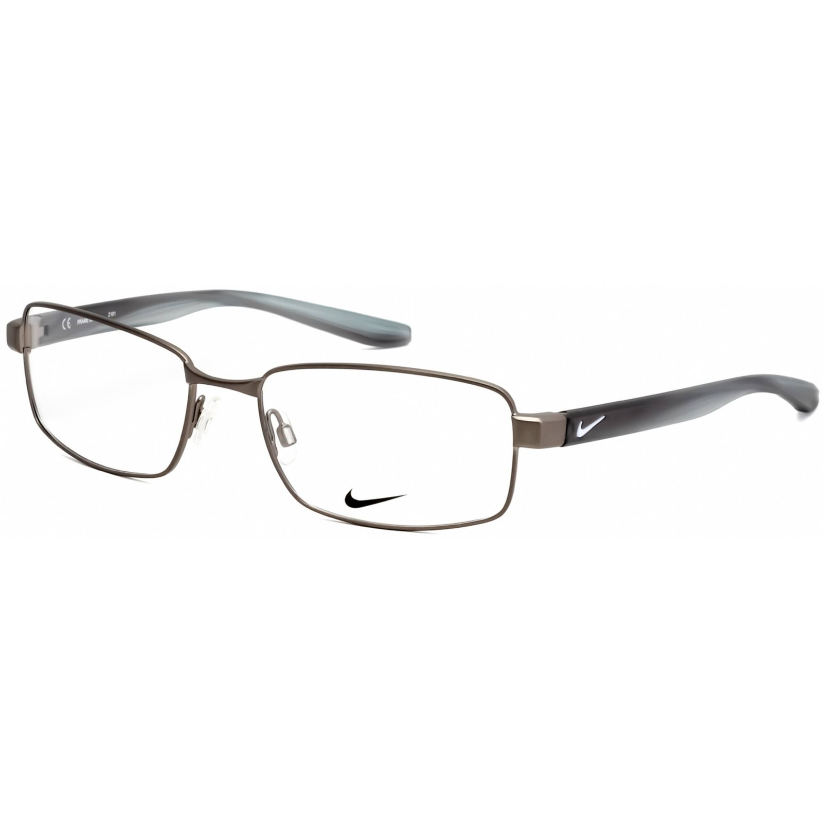 Nike Unisex Eyeglasses Brushed Gunmetal Metal Rectangular Shape Frame 8195 050