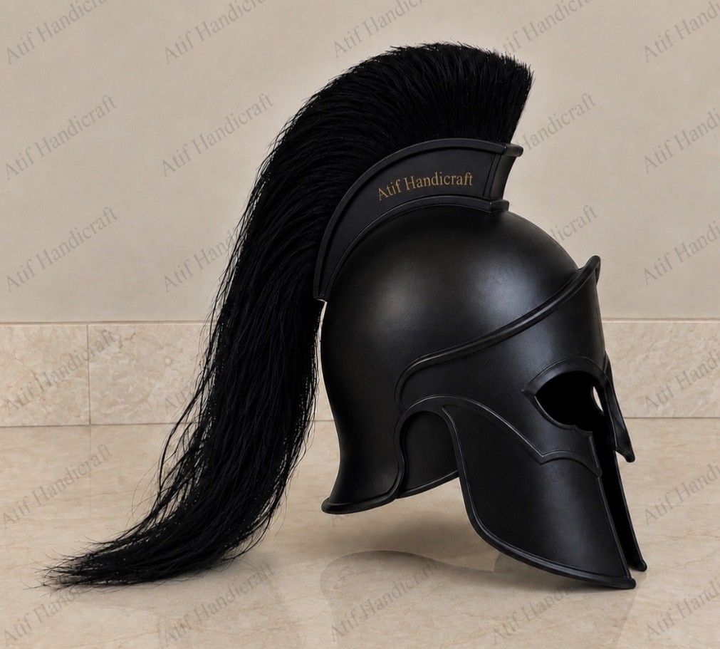 Black Spartan / Trojan Warrior Helmet – Decorative Costume Helmet Add a bold an Black Spartan / Trojan Warrior Helmet – Decorative Costume Helmet Add a bold an