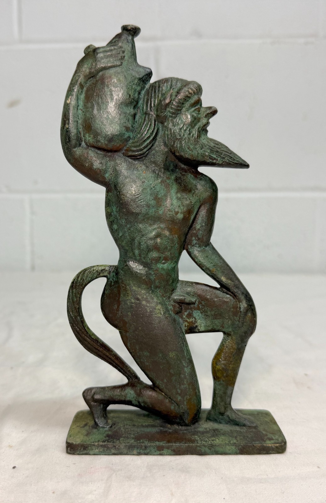 Antique Satyr Greek mythical Creature solid Bronze statue sculpture artifact Antique Satyr Greek mythical Creature solid Bronze statue sculpture artifact