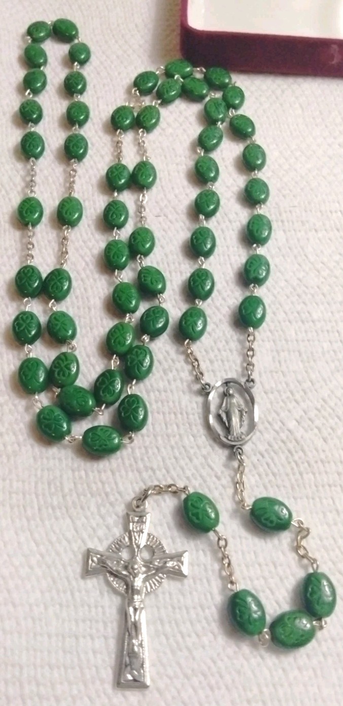 Vintage Catholic Irish Rosary Chapel Italy McVan Clover Rosary Celtic Knot Vintage Catholic Irish Rosary Chapel Italy McVan Clover Rosary Celtic Knot