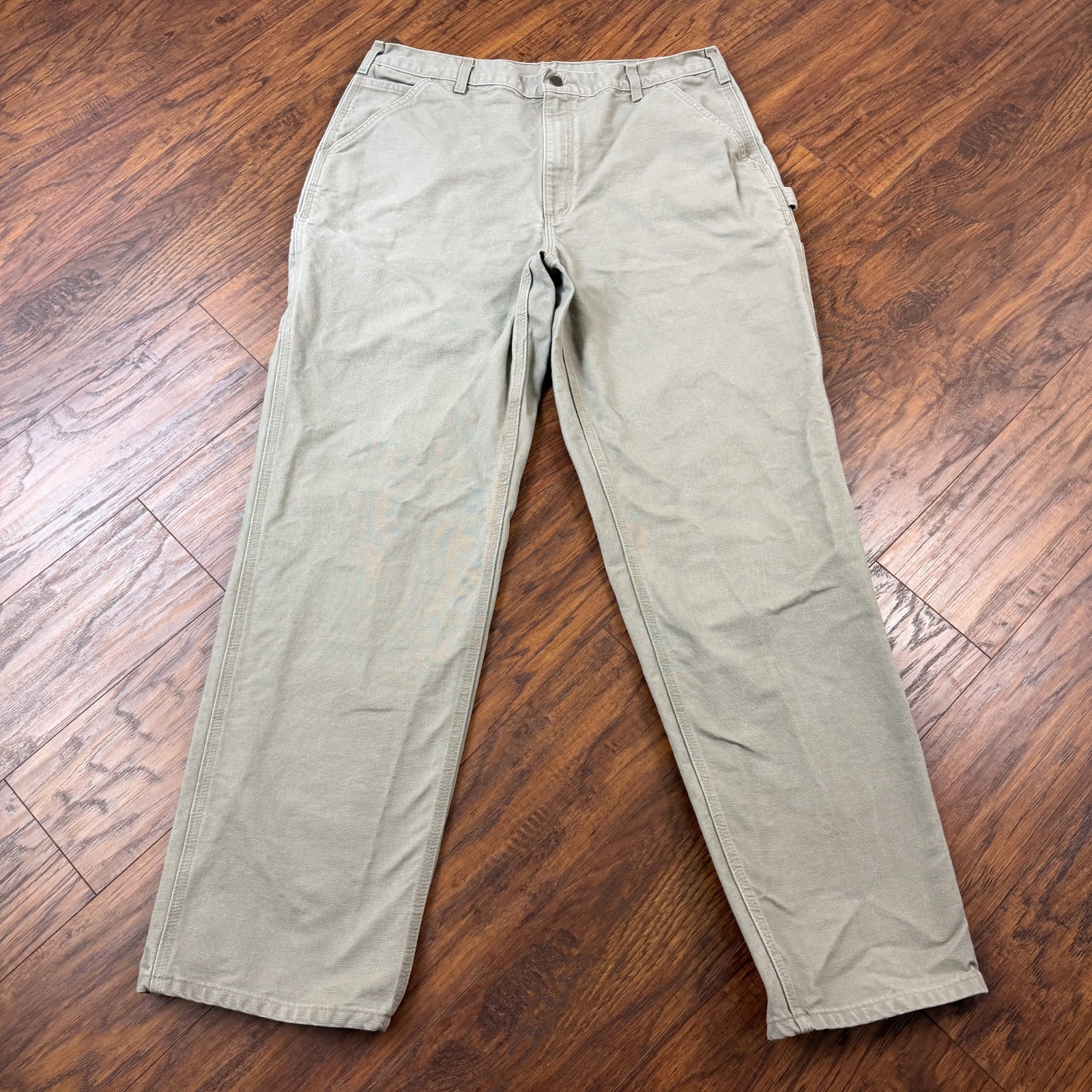 Carhartt Pants Mens 38 Beige Carpenter Canvas Work Wear Loose Original B11 DES