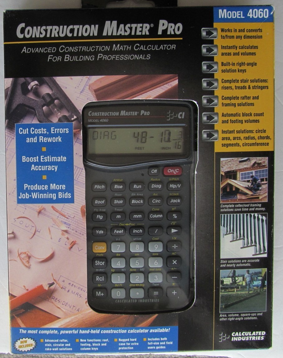 CALCULATED INDUSTRIES CONSTRUCTION MASTER PRO 4060 CALCULATOR. NEW, OPEN BOX.