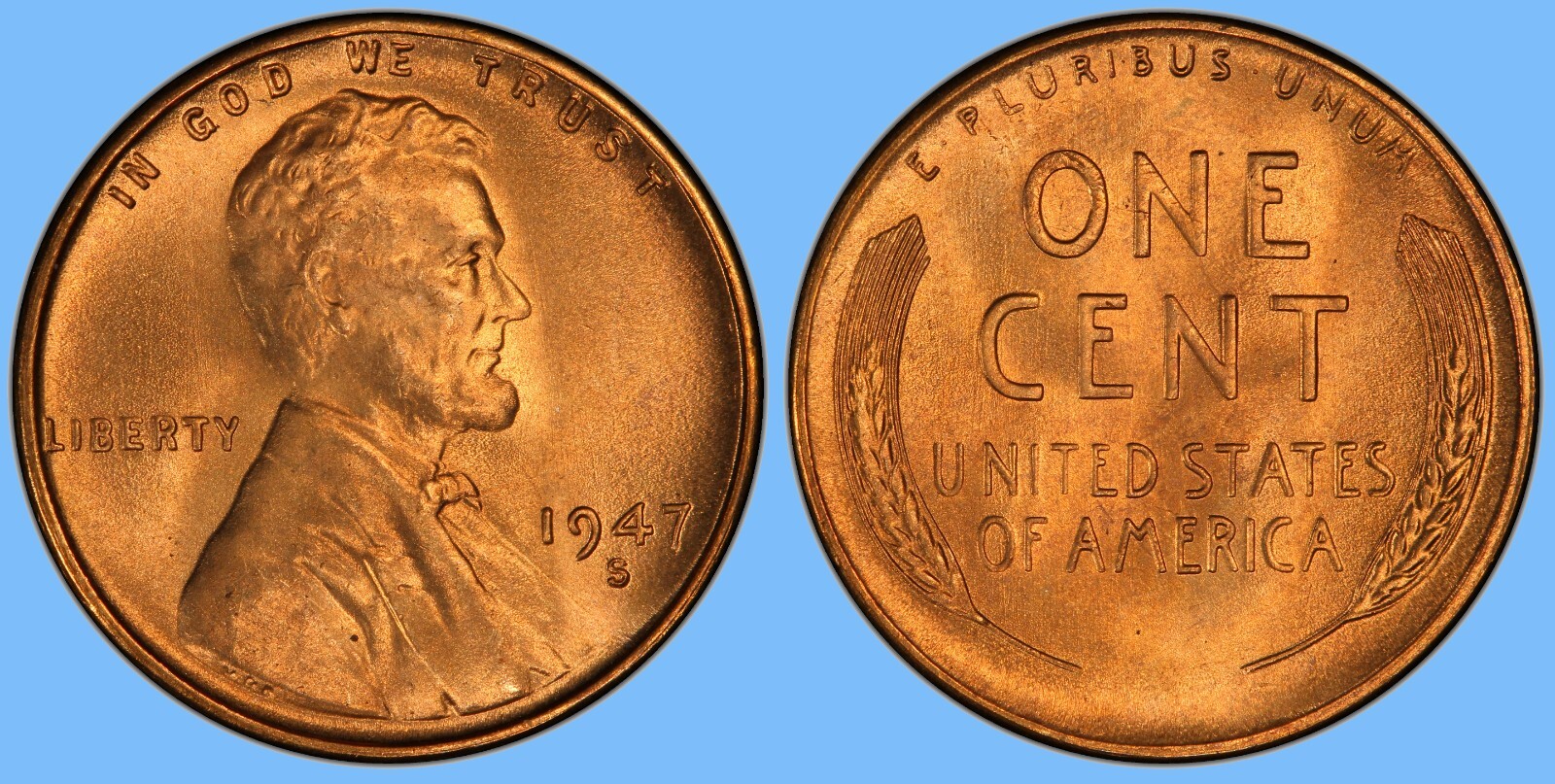 1947 S Lincoln Wheat Cent Penny ~ BU UNCIRCULATED ~ 1c Coin Collectible 1947 S Lincoln Wheat Cent Penny ~ BU UNCIRCULATED ~ 1c Coin Collectible