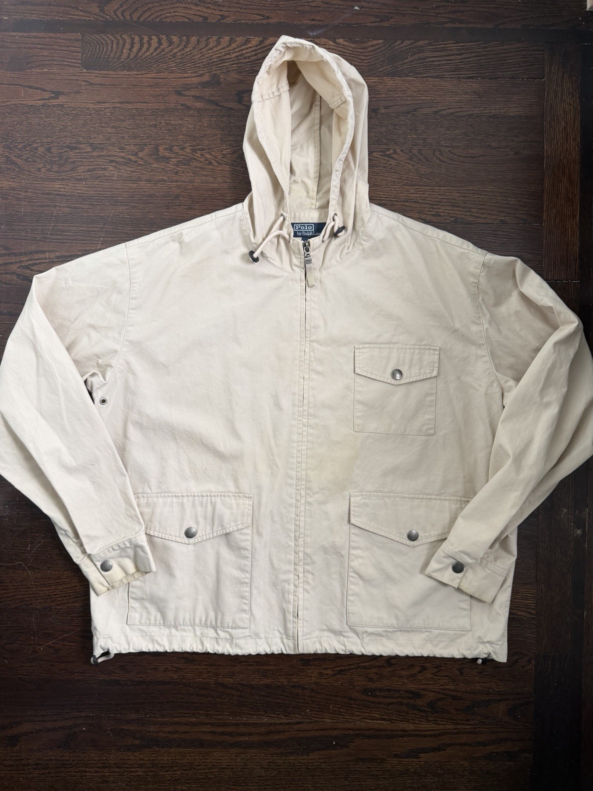 Vintage Polo Ralph Lauren Windbreaker Hooded Jacket Full Zip Cotton Size L 90s Vintage Polo Ralph Lauren Windbreaker Hooded Jacket Full Zip Cotton Size L 90s