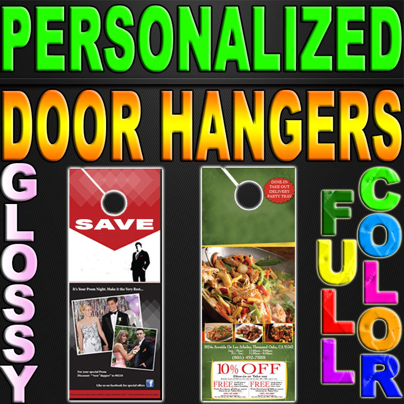 2500 CUSTOM Door Hangers 14pt THICK GLOSSY FULL COLOR Doorhanger 3.5x8.5