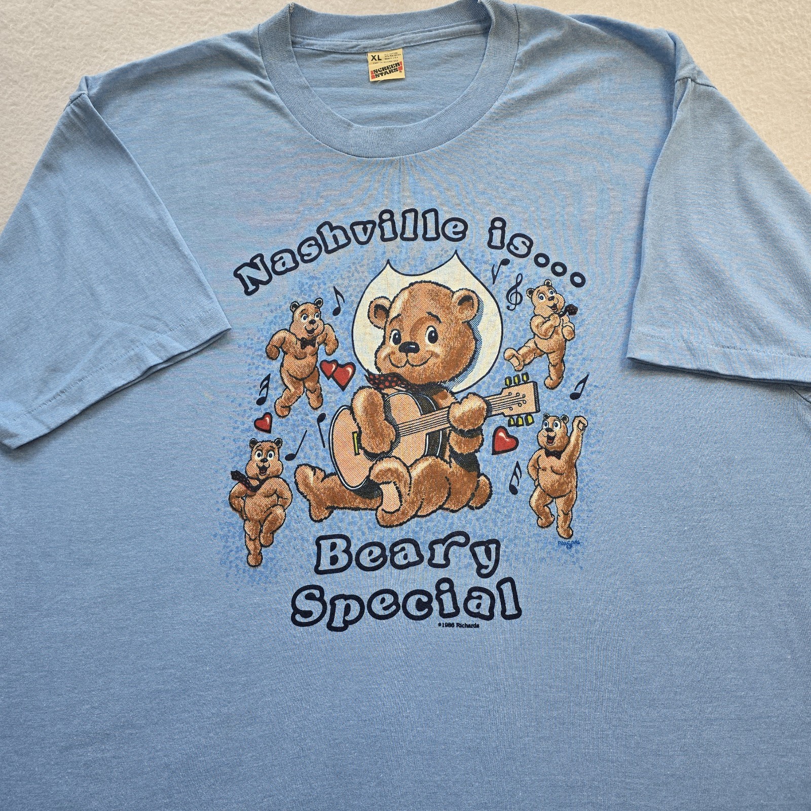 Vtg 1986 Nashville Beary Special Tee XL Screen Stars Deadstock NOS Single Stitch Vtg 1986 Nashville Beary Special Tee XL Screen Stars Deadstock NOS Single Stitch