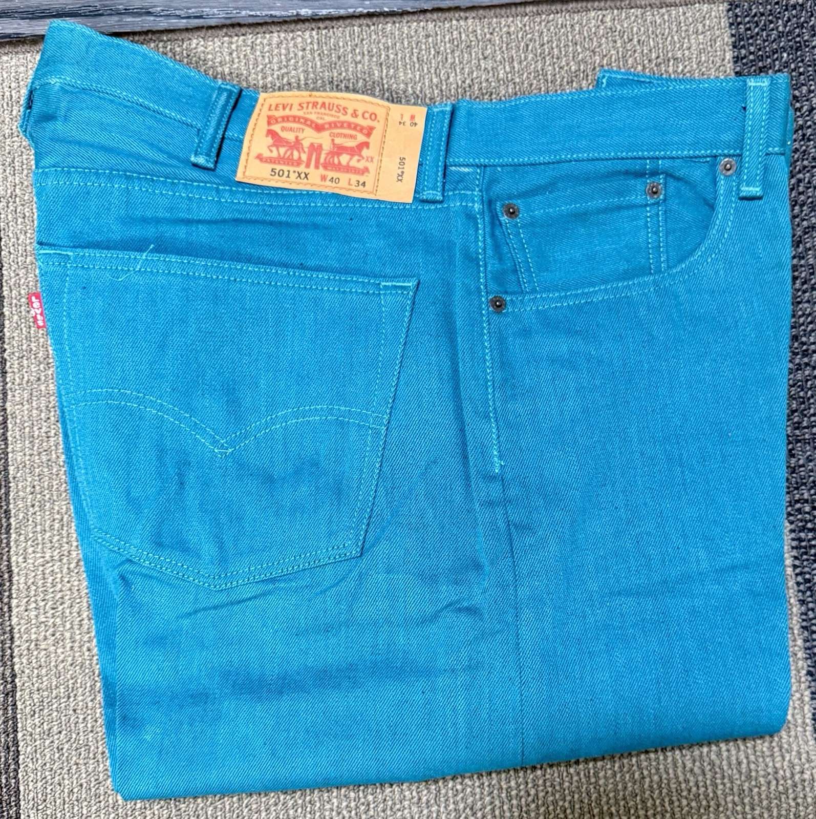 Levi’s 501XX Turquoise Blue Jeans Men’s W40 L34 Rare Color Levi’s 501XX Turquoise Blue Jeans Men’s W40 L34 Rare Color