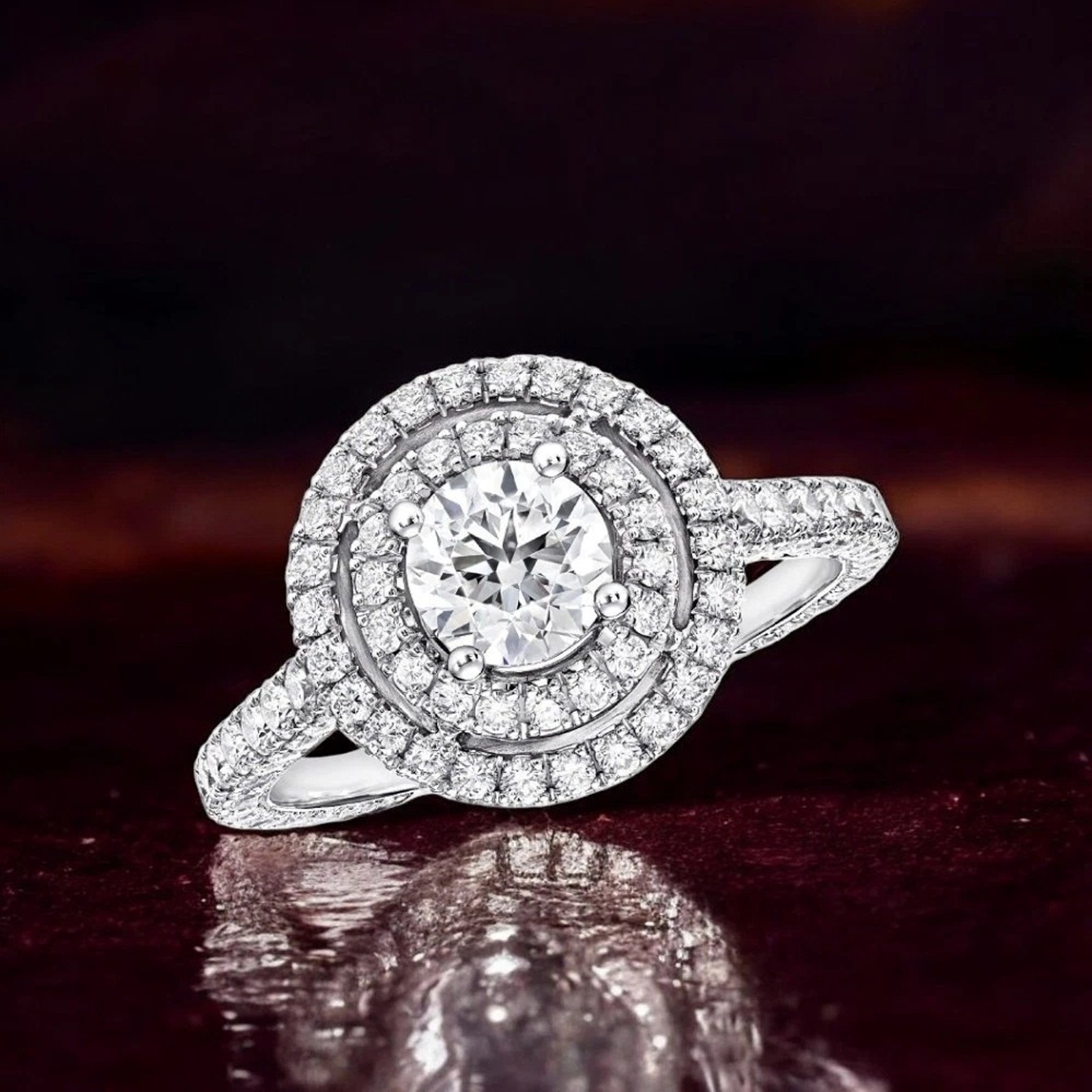 Certified White Diamond 4.70Cts. Round Shape Ring In 925 Silver - Tariffs Free