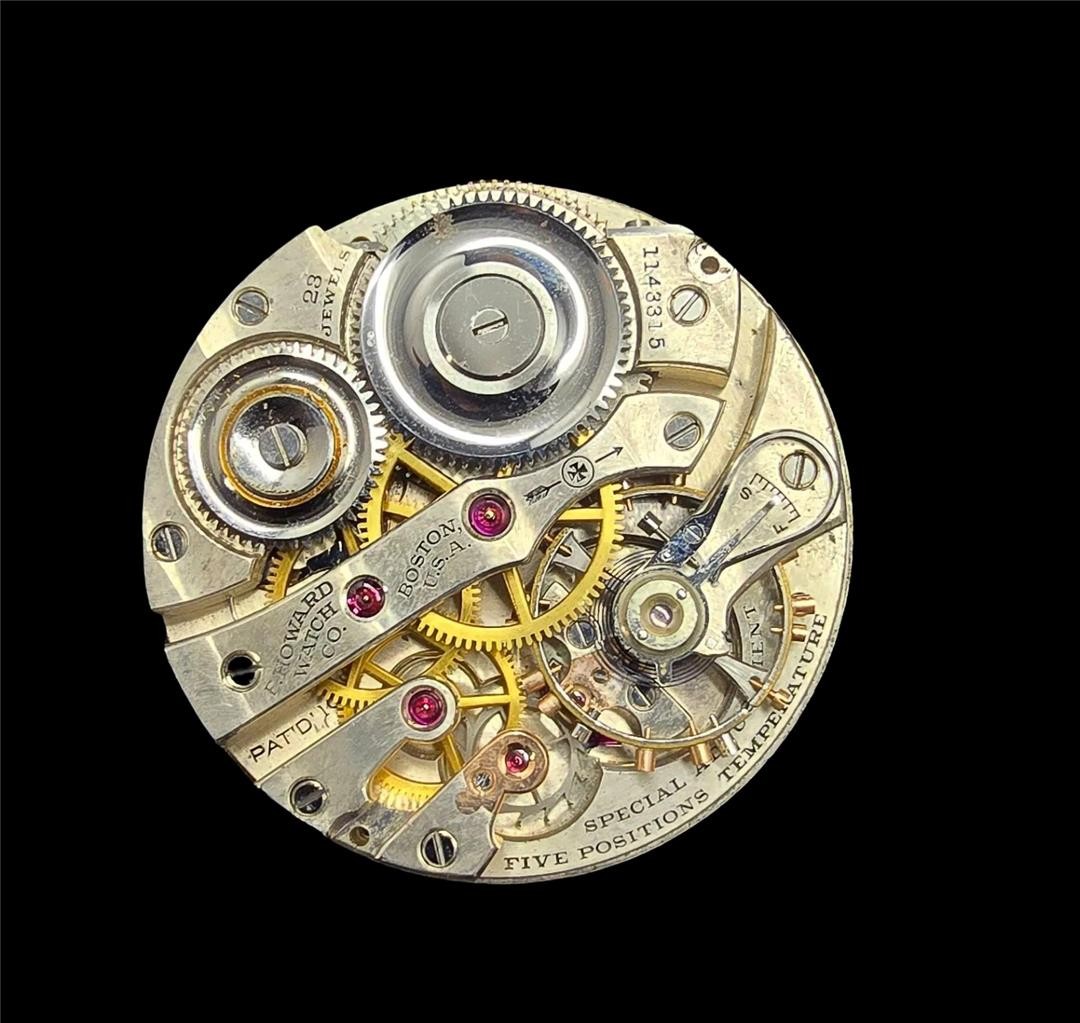 ANTIQUE 16S KEYSTONE HOWARD 23J BRIDGE MODEL POCKET WATCH MOV\'T & DIAL, RUNNING ANTIQUE 16S KEYSTONE HOWARD 23J BRIDGE MODEL POCKET WATCH MOV\'T & DIAL, RUNNING