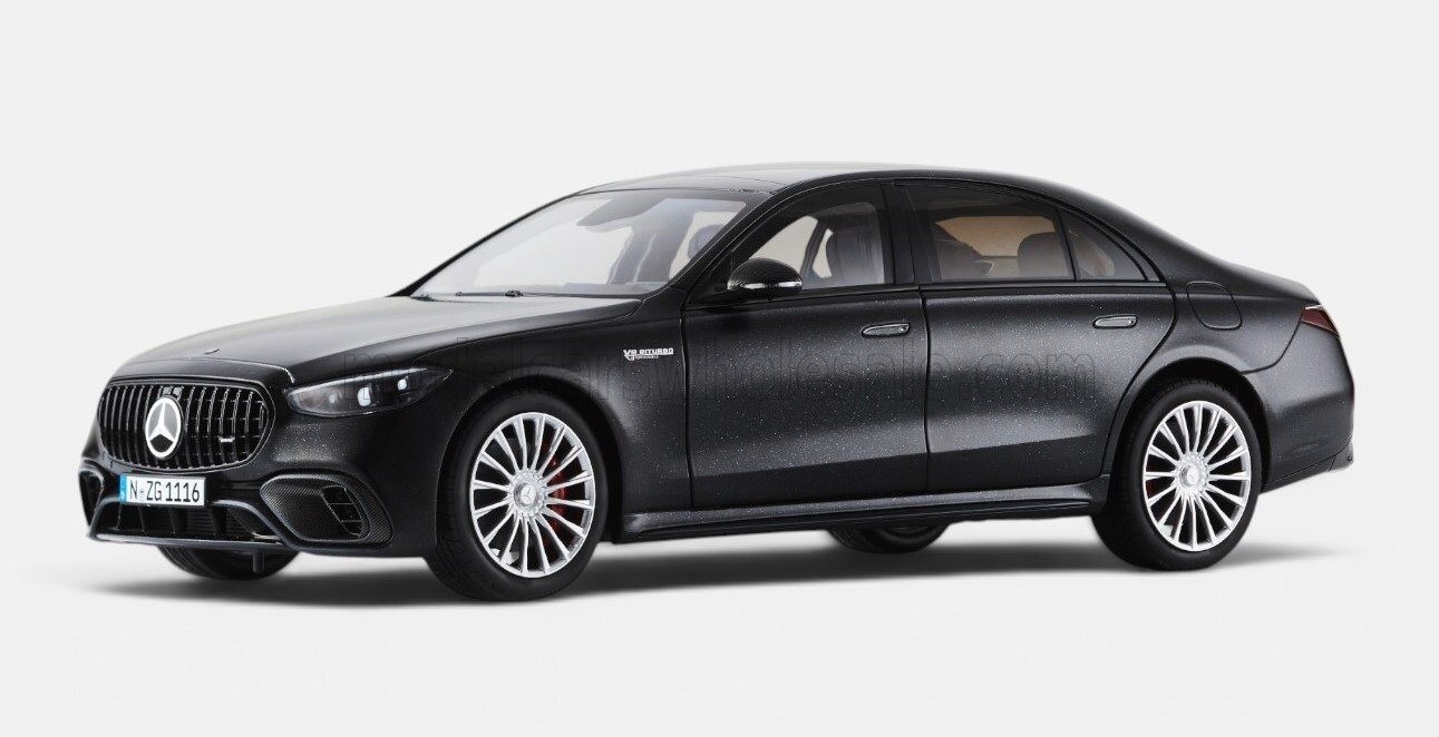 2025 Mercedes Benz S63 AMG E-Performance Black Metallic 1:18 by NZG