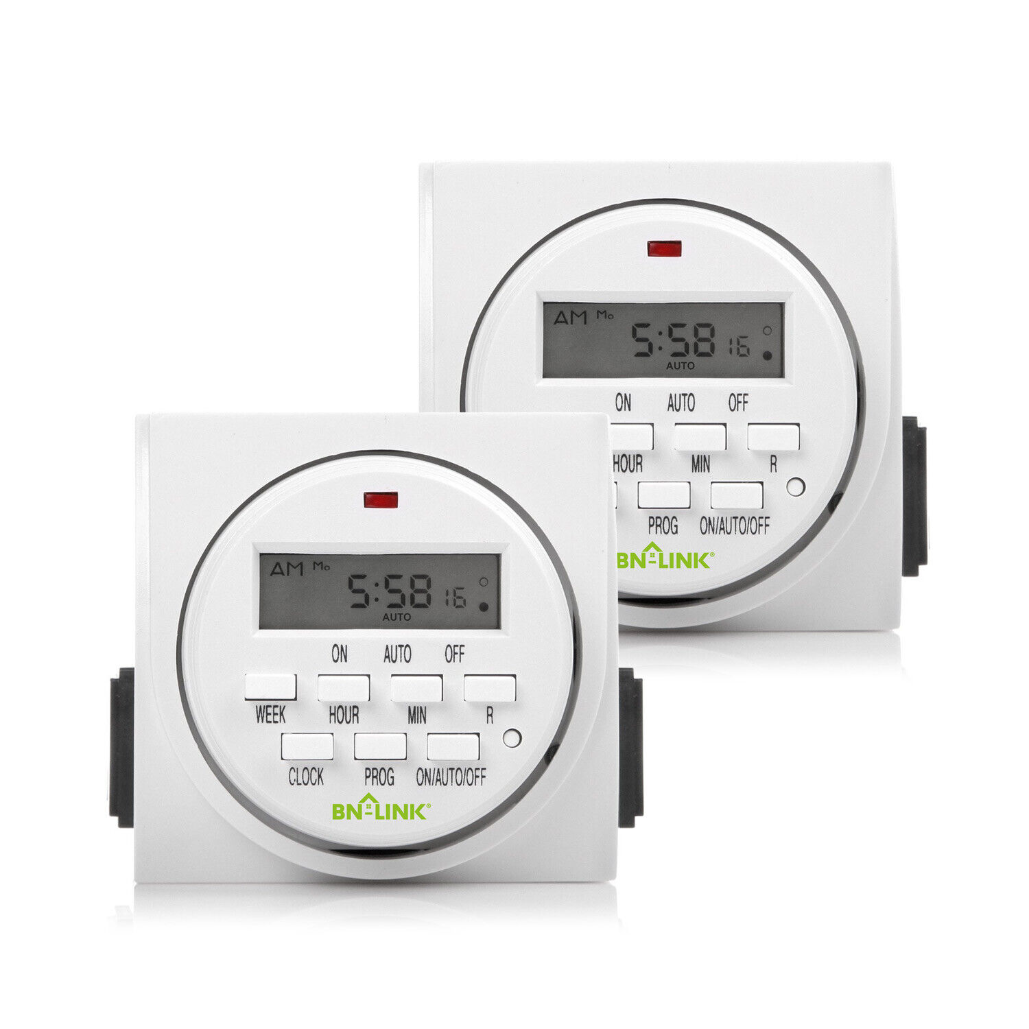 BN-LINK 7 Day Heavy Duty Digital Programmable Timer Switch - Dual Outlet 2 Pack