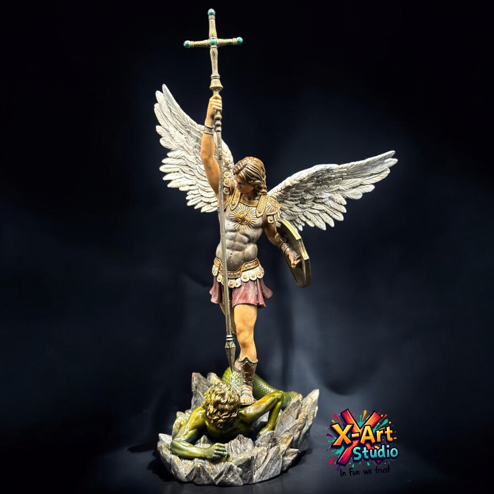 Archangel Michael Statue - Hand-Painted Resin Angel Figurine