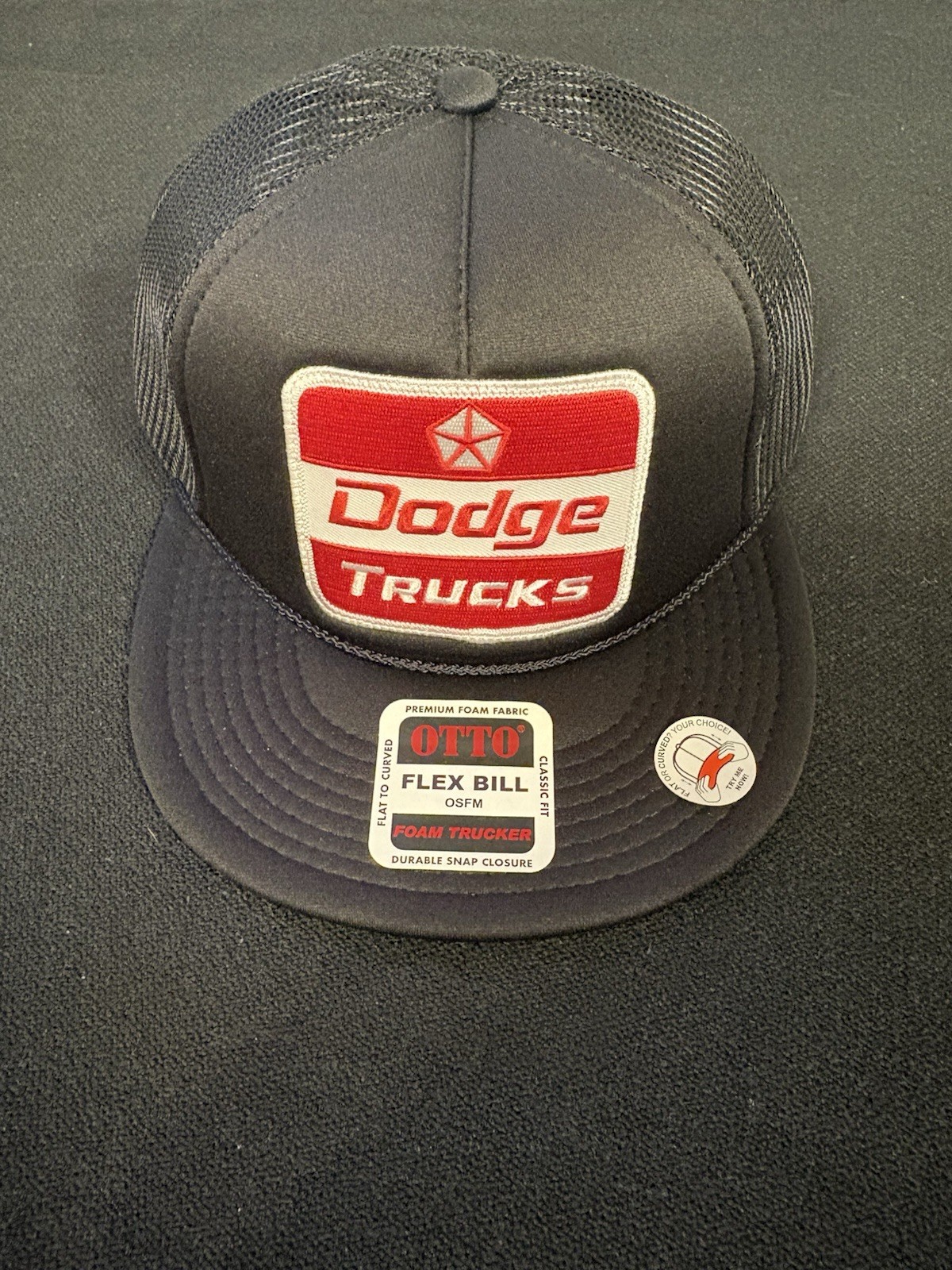 Dodge Truck Flex Bill Flat Brim Black Hat Truck Snap Back Closure Dodge Truck Flex Bill Flat Brim Black Hat Truck Snap Back Closure