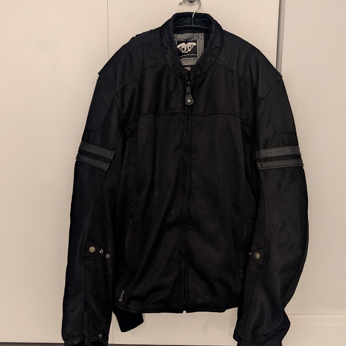 Highway 21 Cycle Jacket Black with Inner Liner and Pads Mens XL