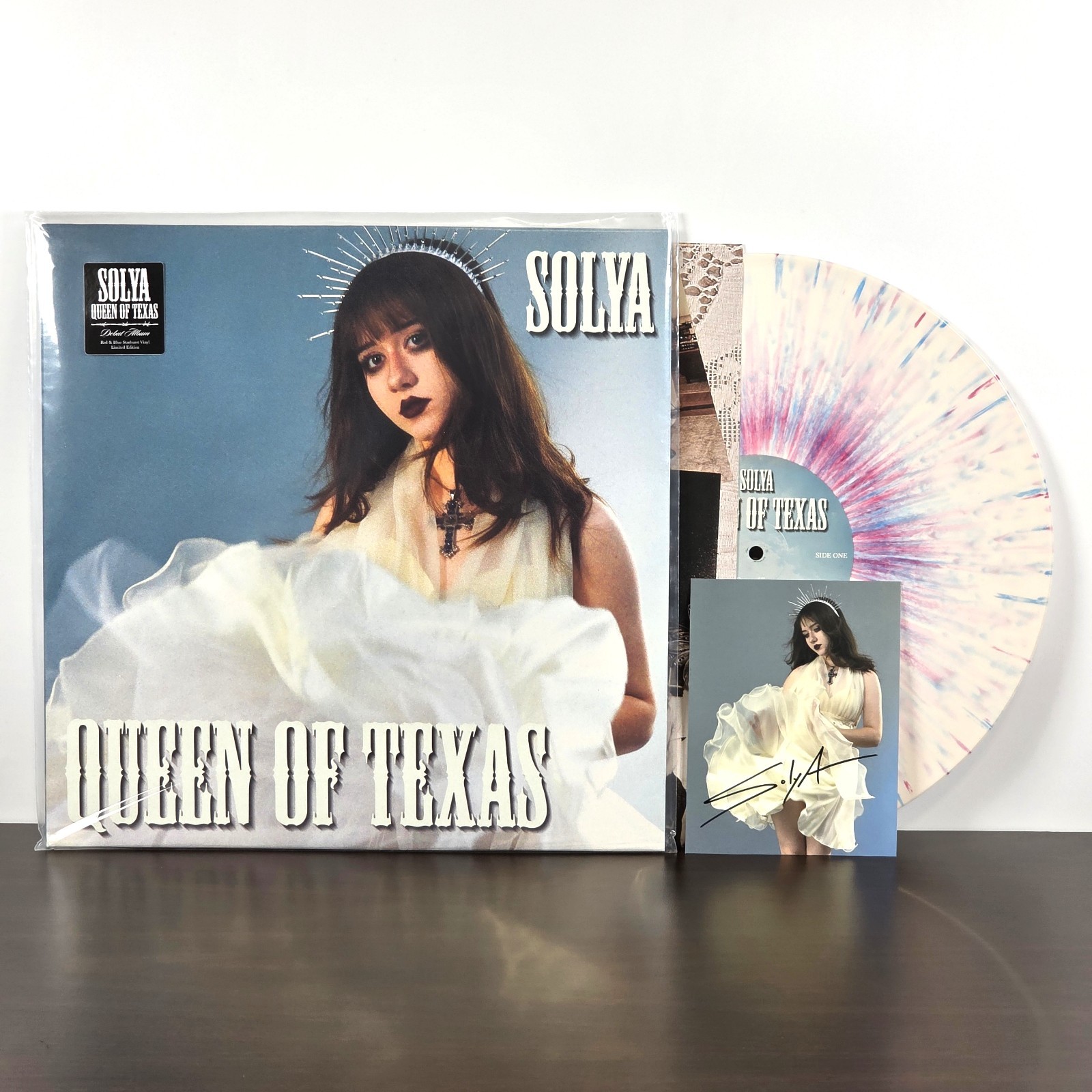 SOLYA Queen of Texas RED & BLUE STARBURST Vinyl LP with SIGNED Art Card Insert