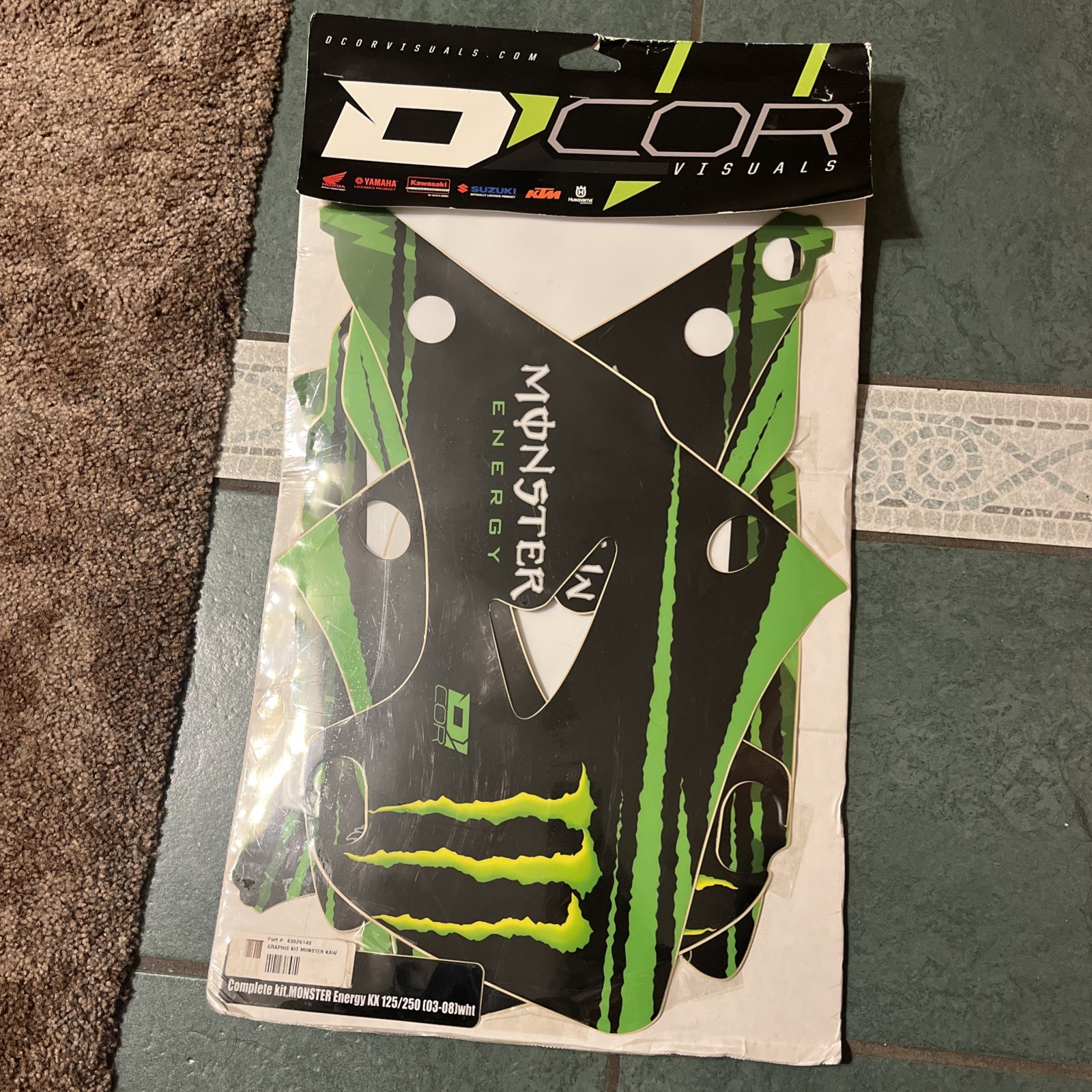 D'COR Visuals Graphic Kit - Monster Energy - KX 125/250 [03-08]wht