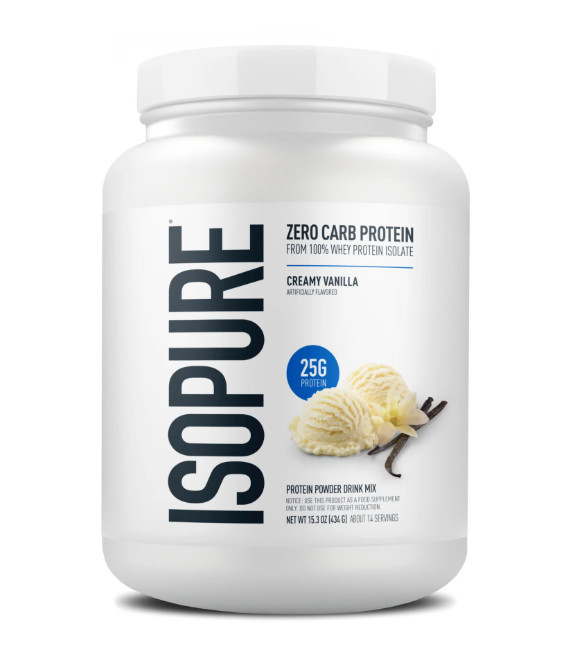 Isopure Zero Carb Whey Isolate Protein, Creamy Vanilla, 25g Protein, 14 Servings