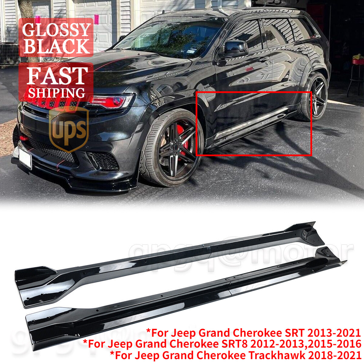 For Jeep Grand Cherokee SRT SRT8 / Trackhawk 12-21 Painted Side Skirt Extension For Jeep Grand Cherokee SRT SRT8 / Trackhawk 12-21 Painted Side Skirt Extension