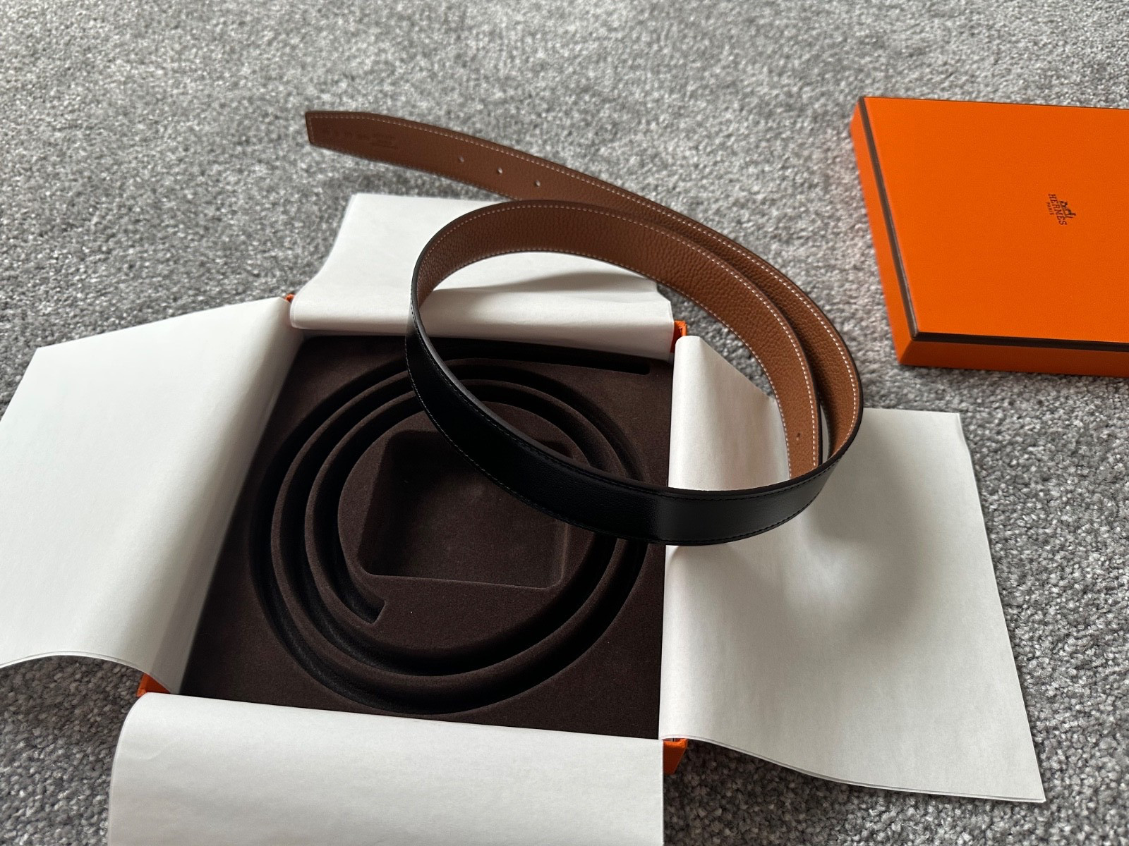 Hermès H Belt 32mm Reversible Strap Only 95cm Tan and Black