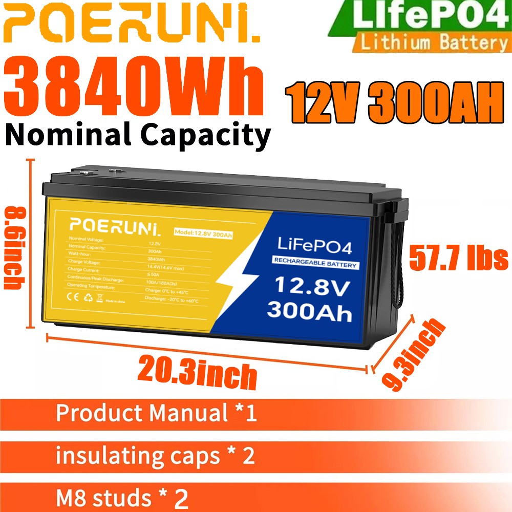 NEW 12V 300Ah Lithium LiFePO4 Battery 3840Wh BMS Deep Cycle For Marine RV Solar NEW 12V 300Ah Lithium LiFePO4 Battery 3840Wh BMS Deep Cycle For Marine RV Solar