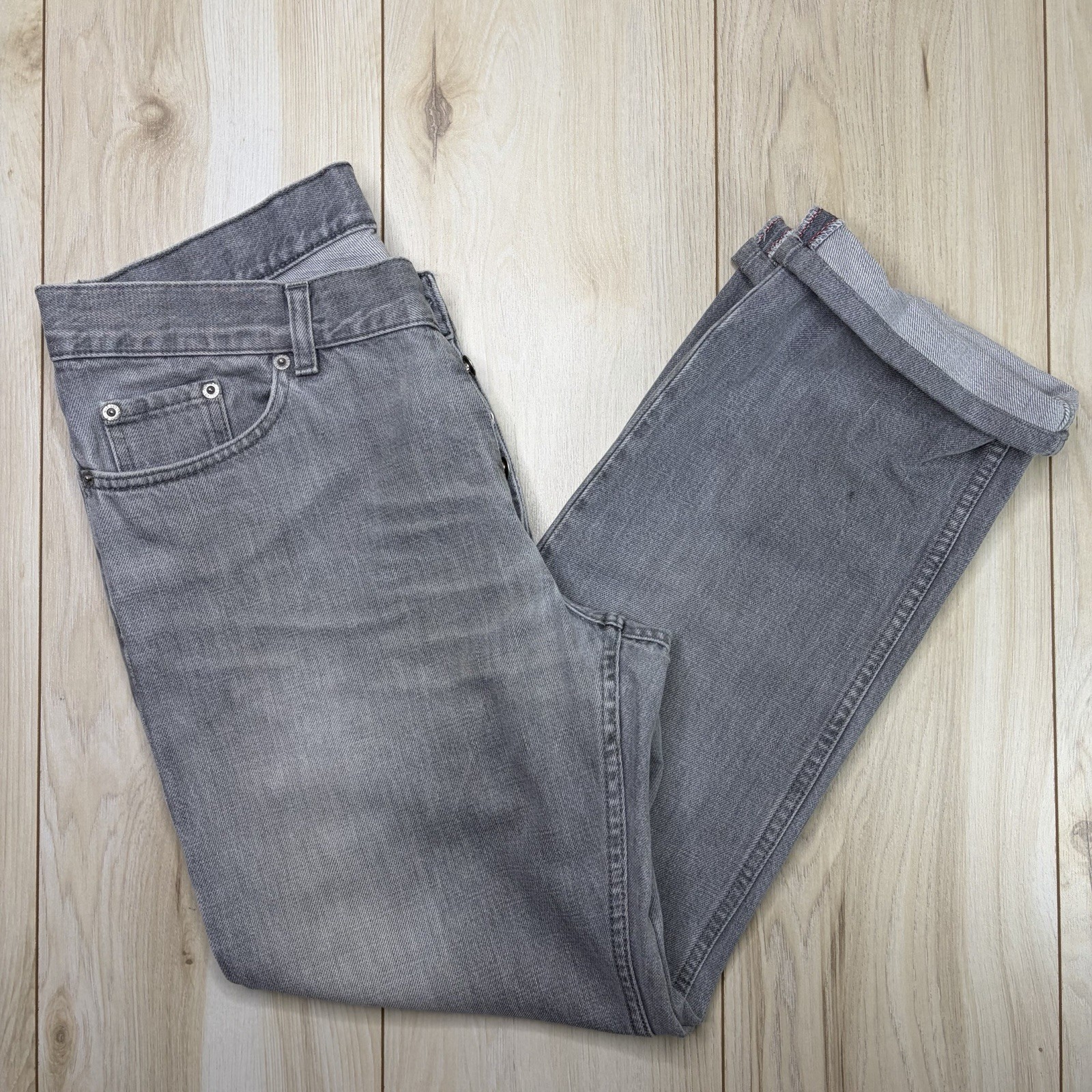 Helmut Lang Heavy Vintage Denim Jeans Mens 34x30 Gray Boot Cut 5 Pocket Selvedge