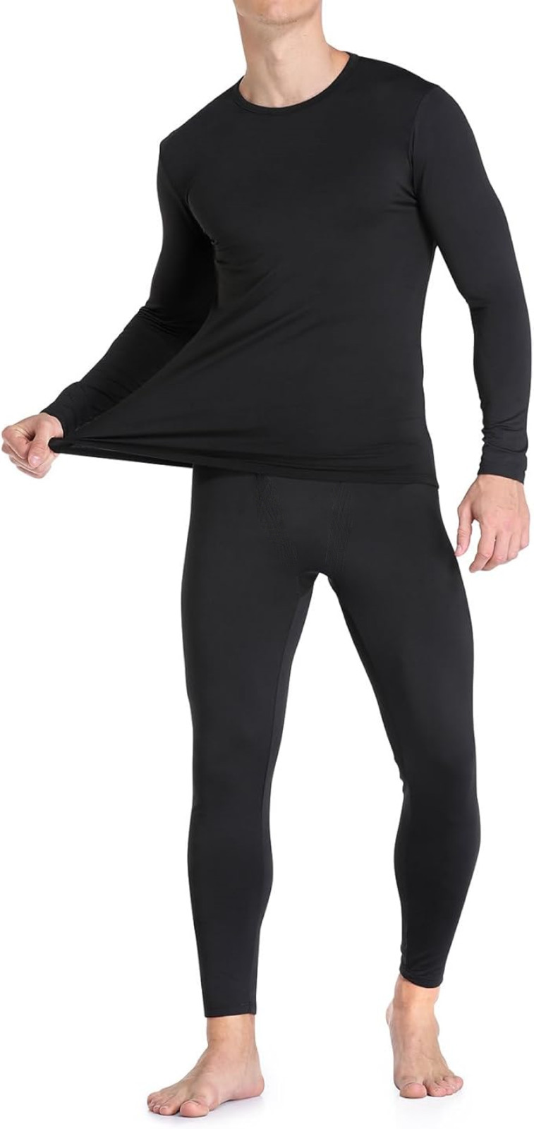Mens Winter Ultra-Soft Fleece Lined Thermal Top & Bottom Long John Underwear Set