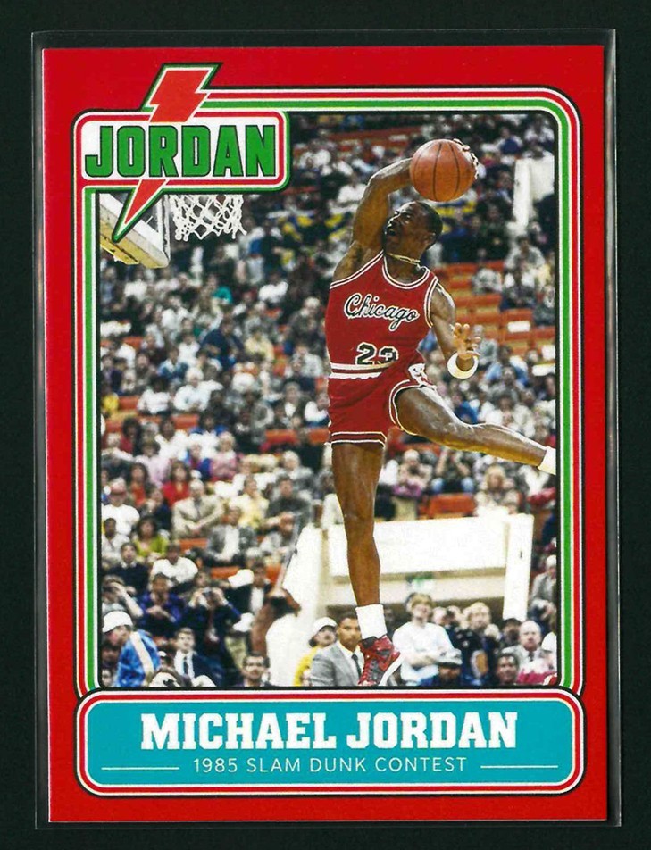 Michael Jordan 1980s Red Slam Dunk Original Artist Design Trading CARD