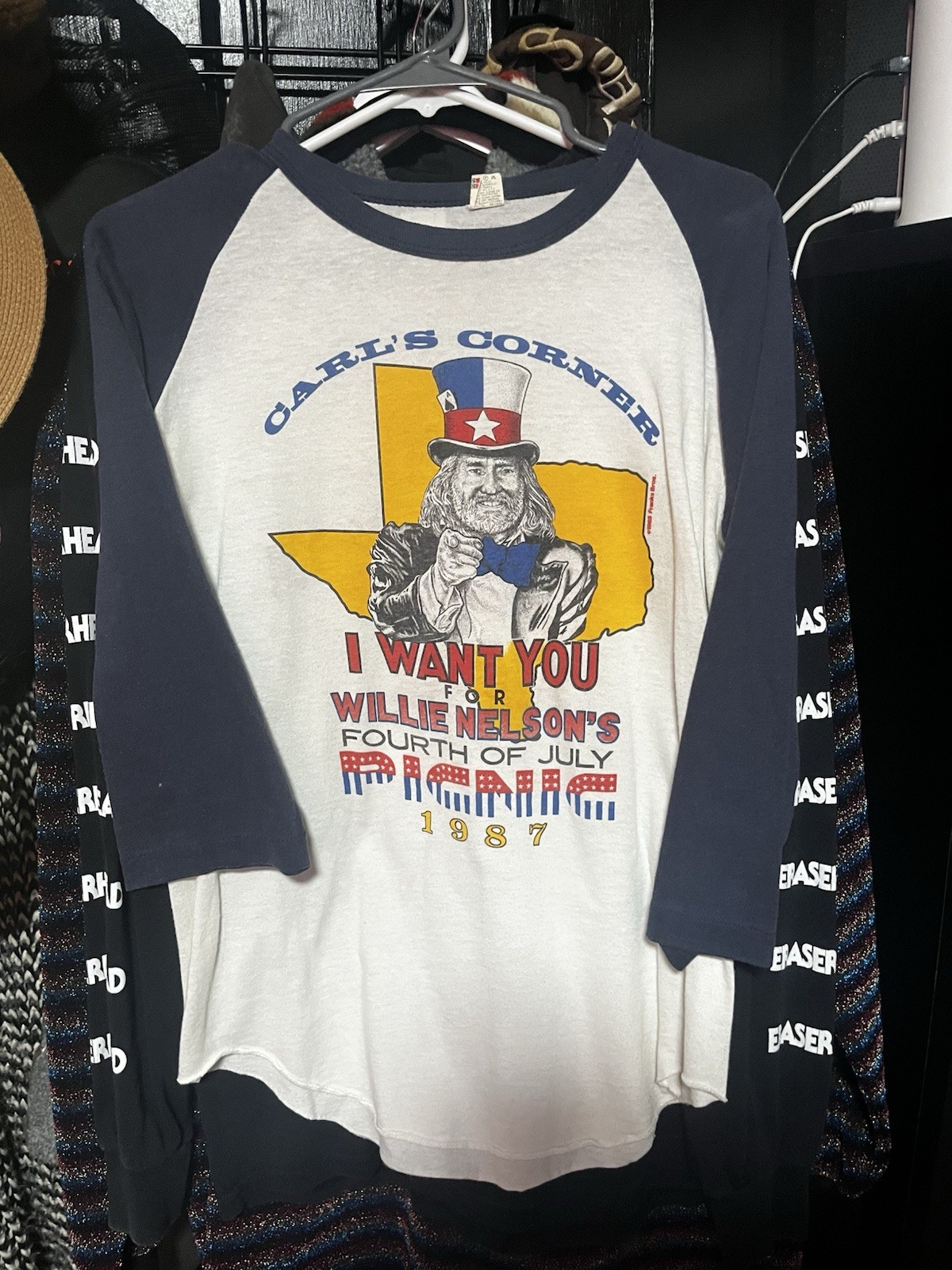Vintage 1987 Willie Nelson Picnic Shirt 3/4 Sleeve Size Medium Great Condition Vintage 1987 Willie Nelson Picnic Shirt 3/4 Sleeve Size Medium Great Condition