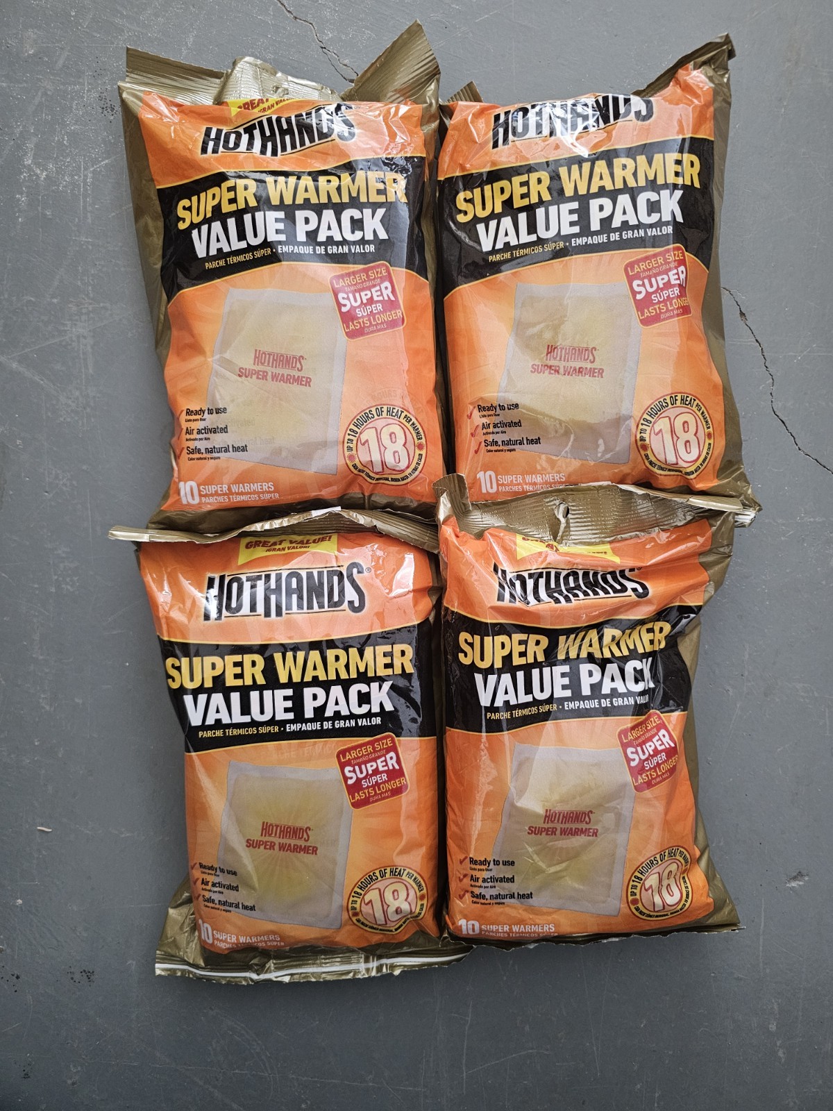 Hothands Super Warmer Value Pack ~ 40 Count ~ Larger Size ~ 18 Hours Heat Max