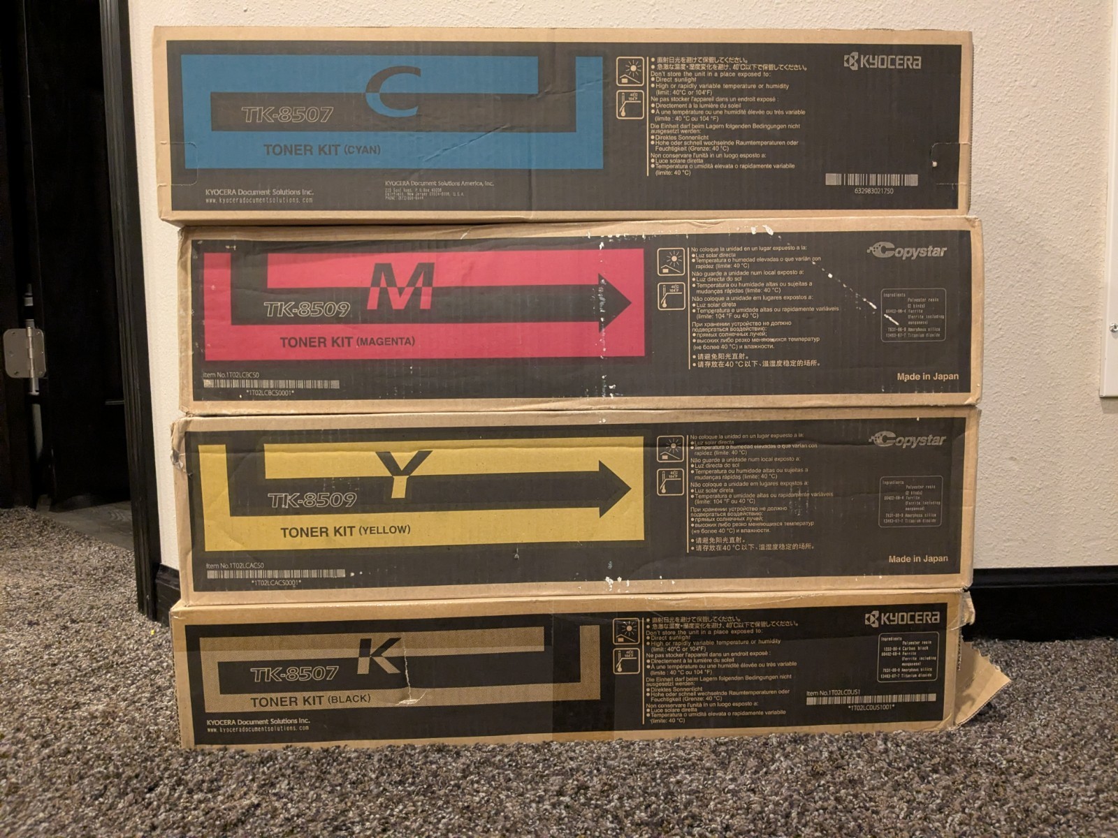 Kyocera TK8507 Toner Cartridge Set Yellow Magenta Cyan Black Kyocera TK8507 Toner Cartridge Set Yellow Magenta Cyan Black