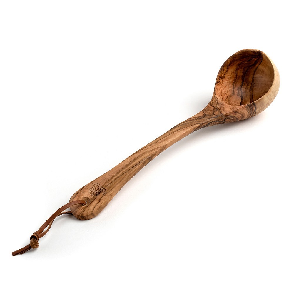 Handcrafted Olive Wood 14-Inch Ladle