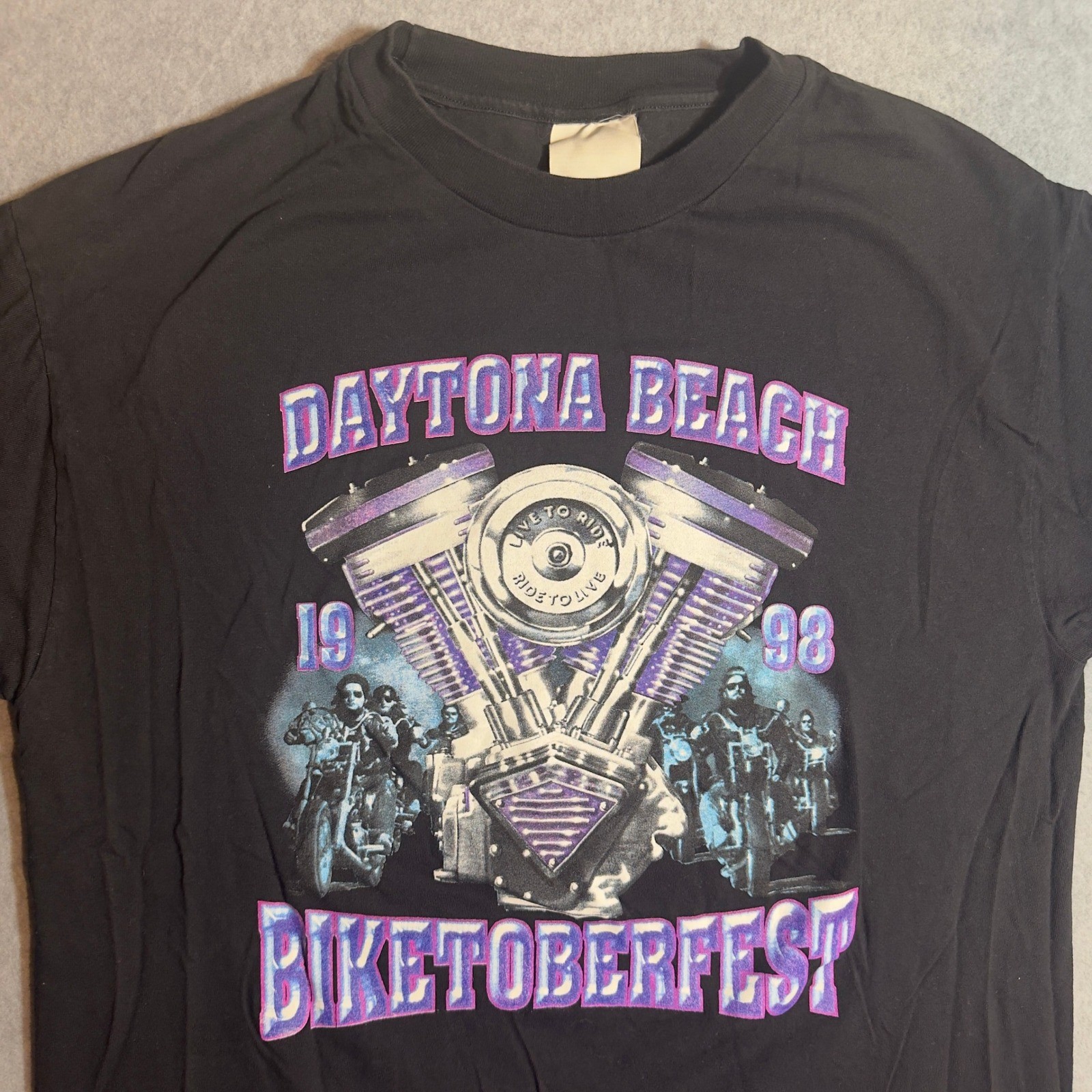 Vintage 1998 Daytona Beach Biketoberfest T-Shirt Black Large Biker 90s Moto Vintage 1998 Daytona Beach Biketoberfest T-Shirt Black Large Biker 90s Moto