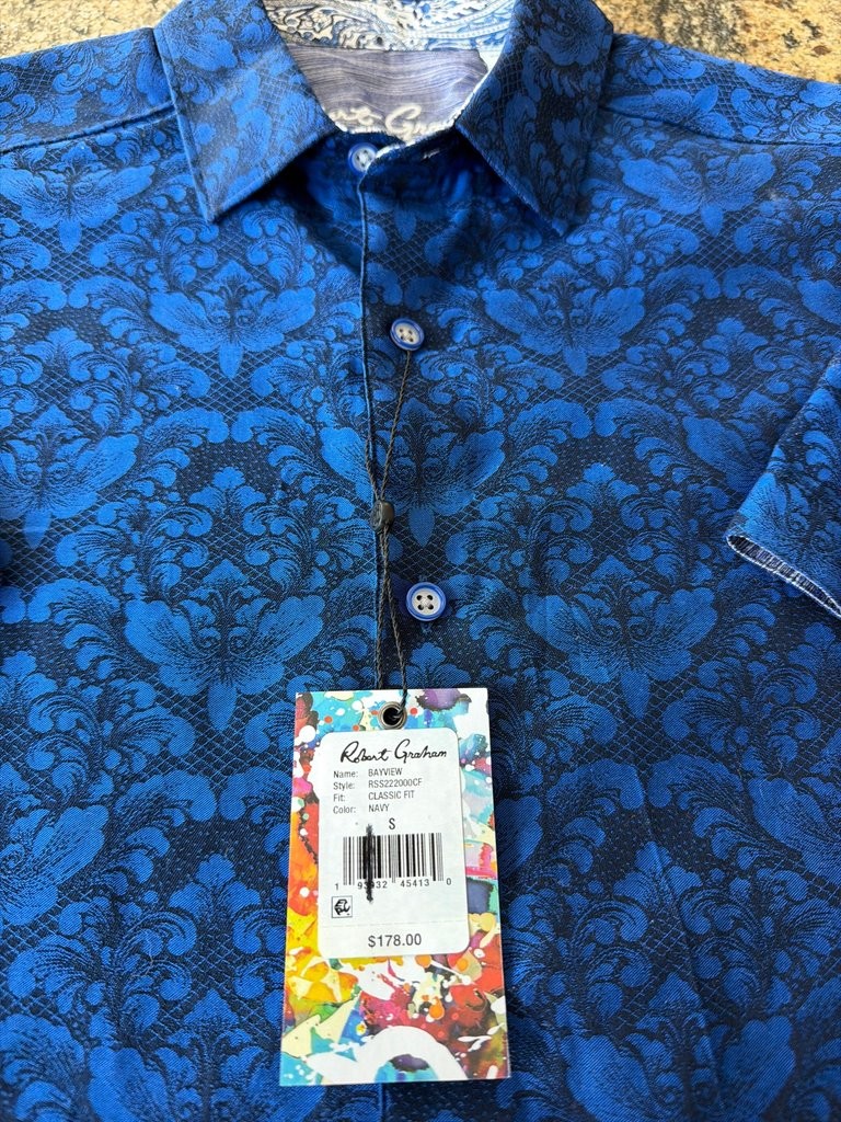 Robert Graham Bayview Classic Fit Navy Shirt Size S Robert Graham Bayview Classic Fit Navy Shirt Size S