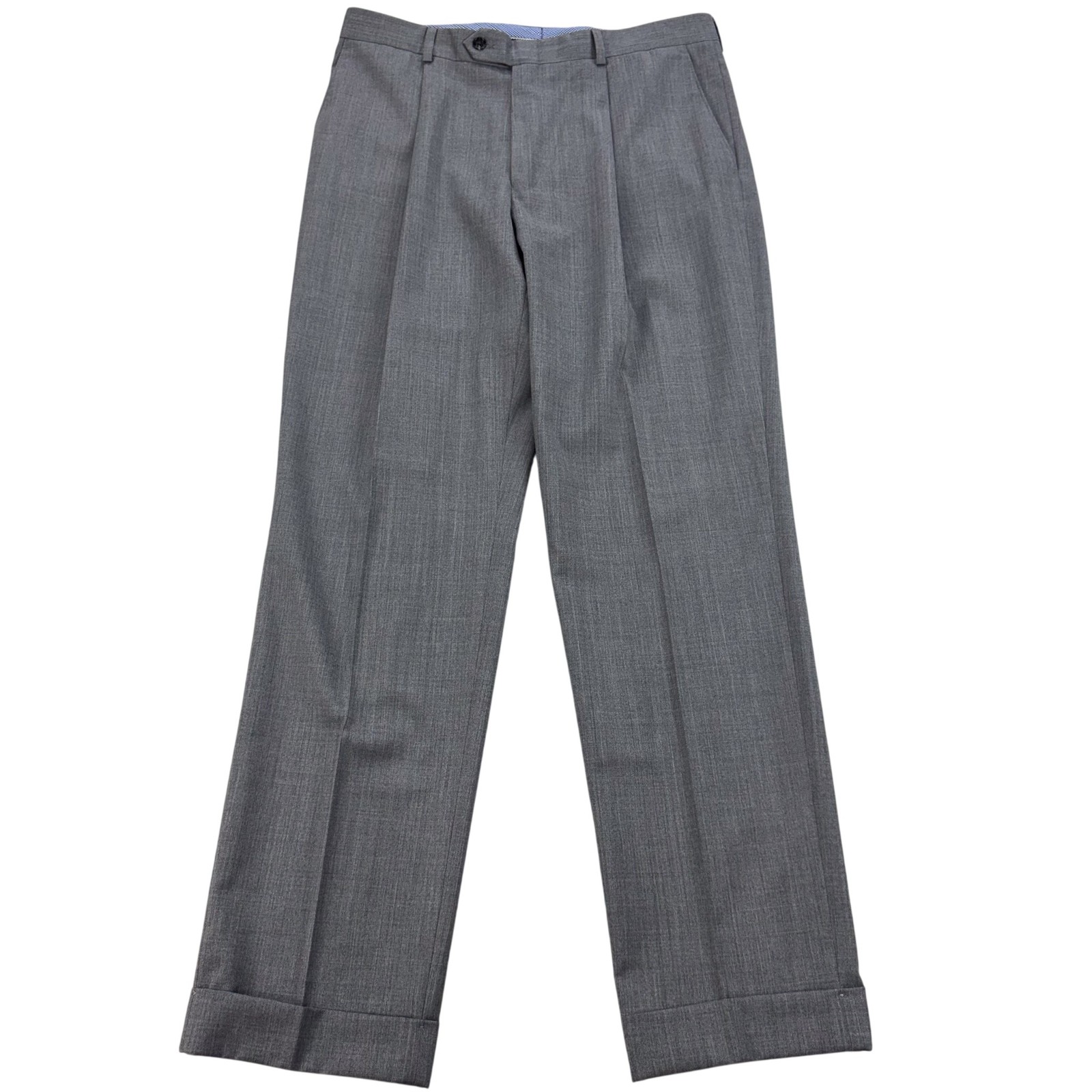 Vintage Hart Schaffner Marx Wool Dress Pants 34x32 Gray Pleated Cuffed Office