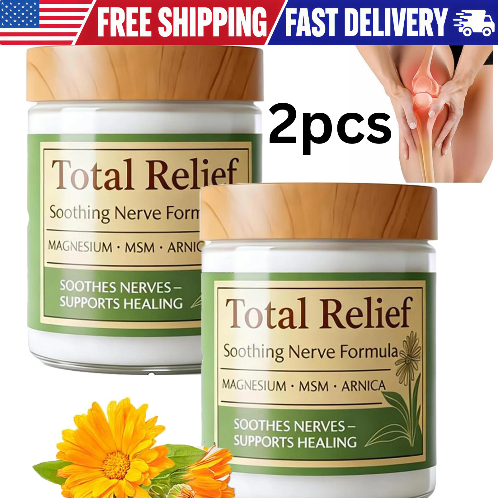 2x Total Relief Magnesium Cream, Nerve Relief Magnesium Soothing Cream US