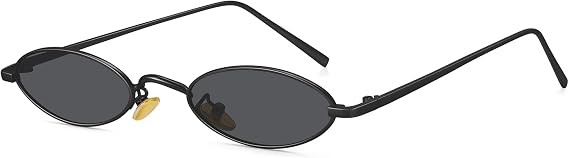 MEETSUN Vintage 90s Small Oval Sunglasses For Women Men Small, C10-black-gray 