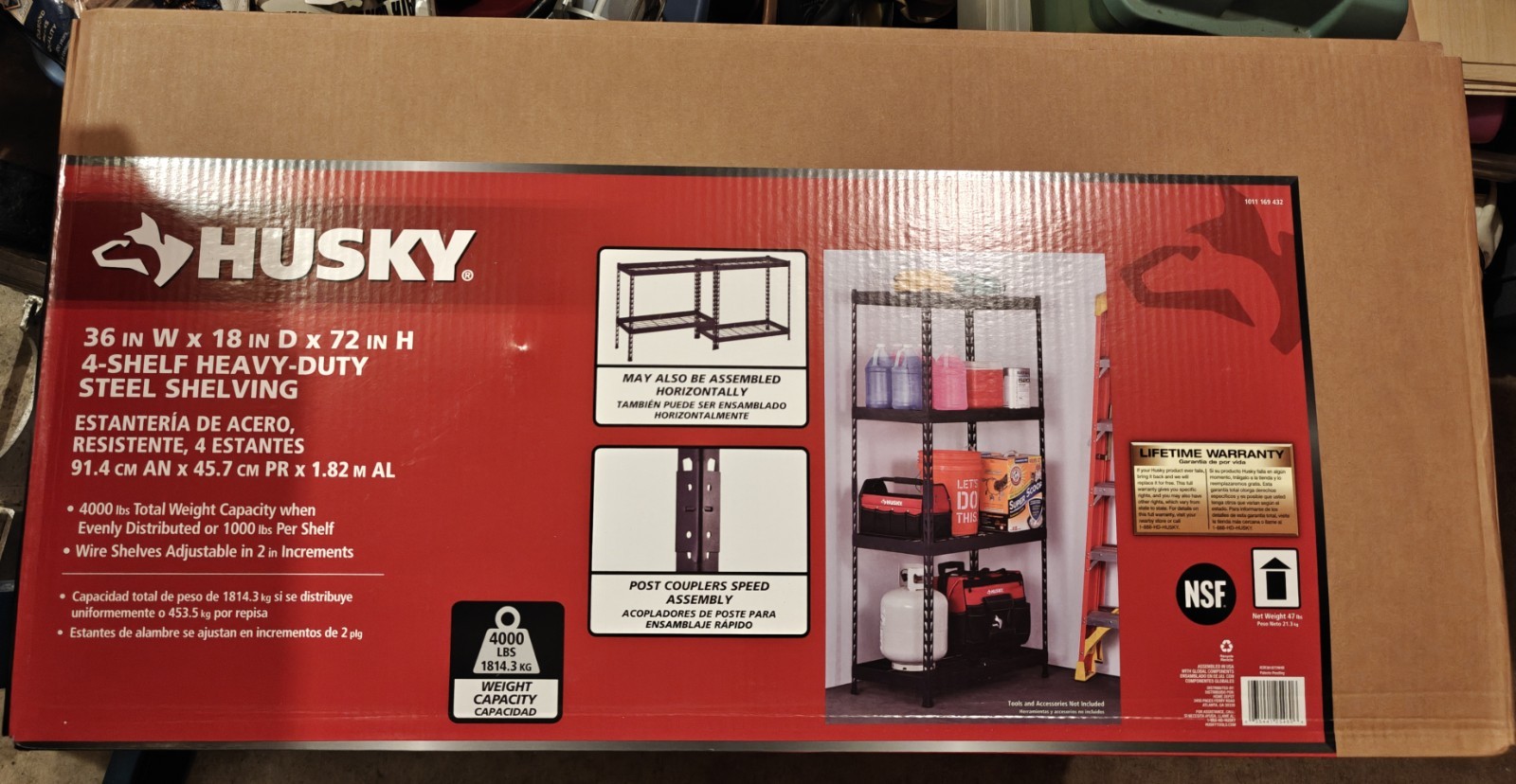 Husky 4-Tier Heavy Duty Steel Garage Storage Shelving Unit 36x18x72 Black Husky 4-Tier Heavy Duty Steel Garage Storage Shelving Unit 36x18x72 Black
