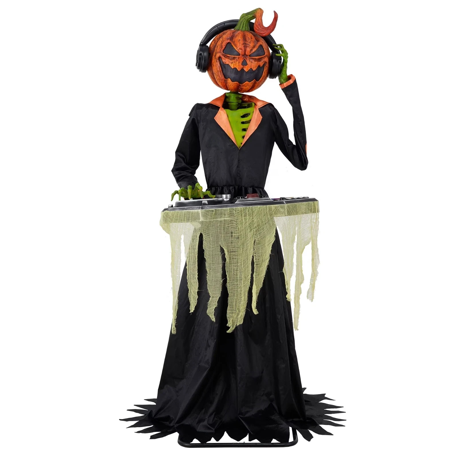 Animated DJ Jack with Turntable Halloween Outdoor Decor, 72 In Animated DJ Jack with Turntable Halloween Outdoor Decor, 72 In