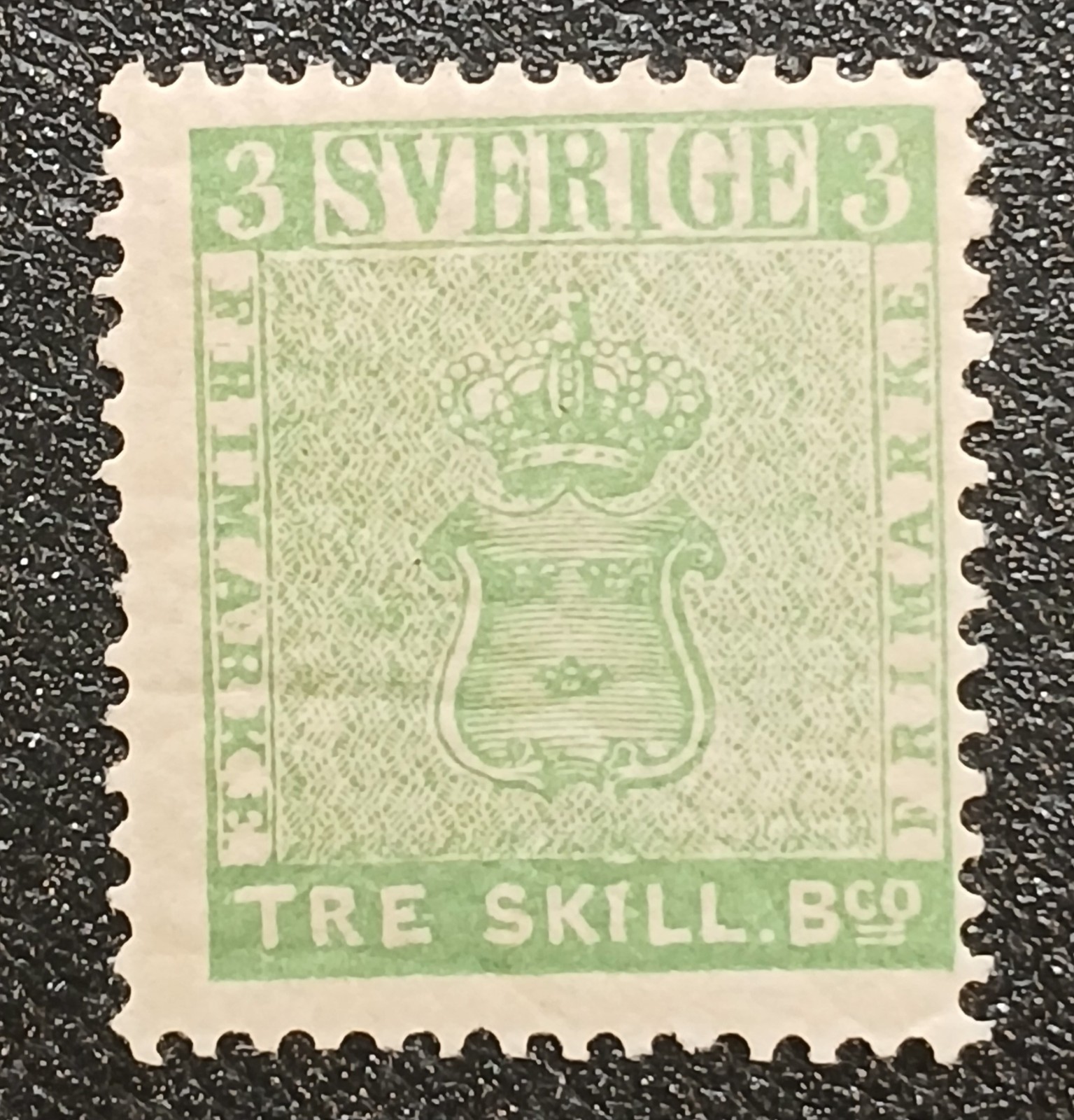 1855 Sweden Scott #1 Perf 13 MNH