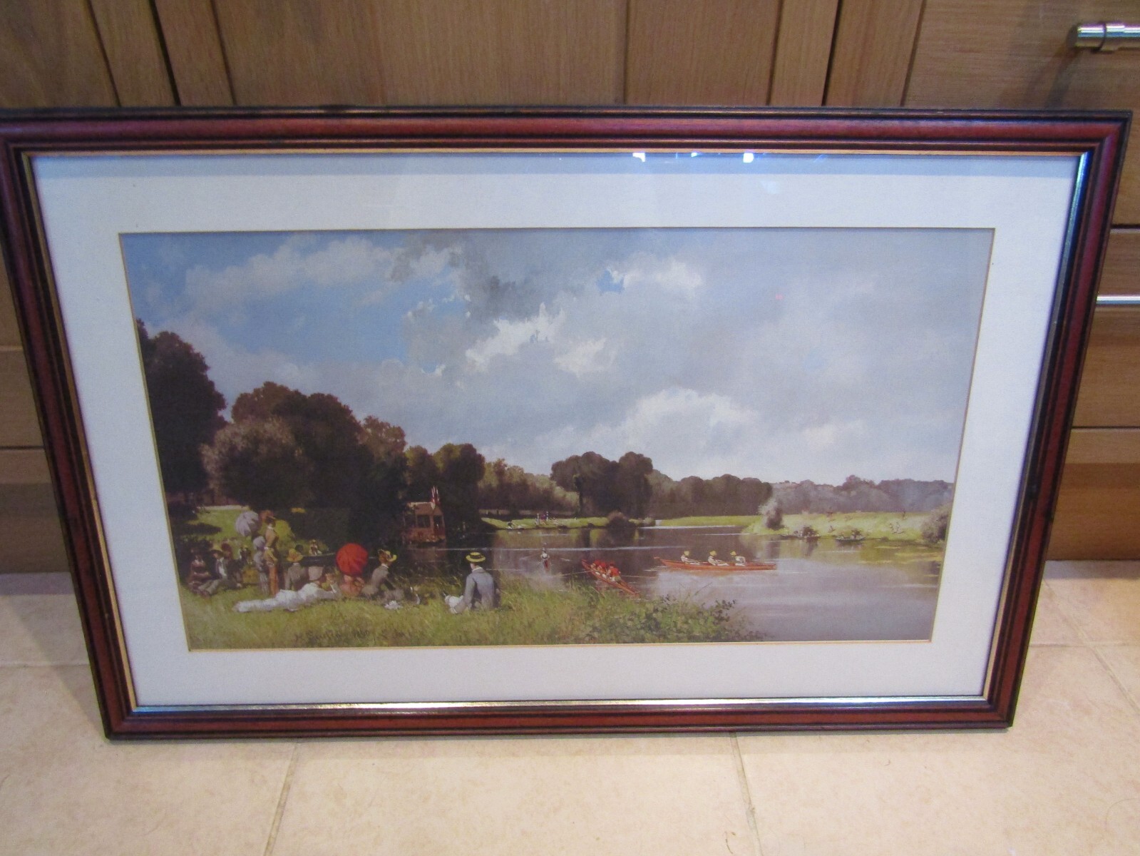 Henriette Herminie Gudin French Artist - Riverside Scene Print - Rowing Interest