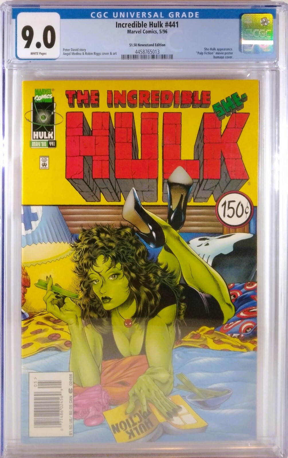 💥🟢 CGC 9.0 INCREDIBLE HULK #441 NEWSSTAND VARIANT 1.50 EDITION Pulp Fiction