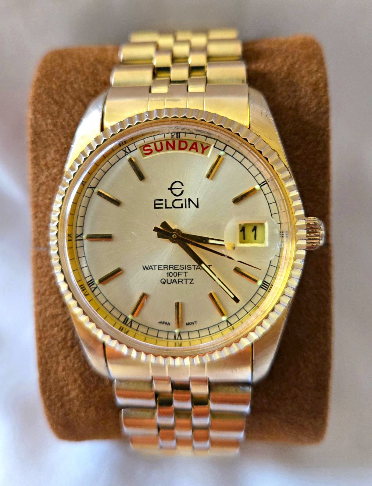 Vintage Elgin Presidential Day-Date Watch FC400 – New Battery & Running Great